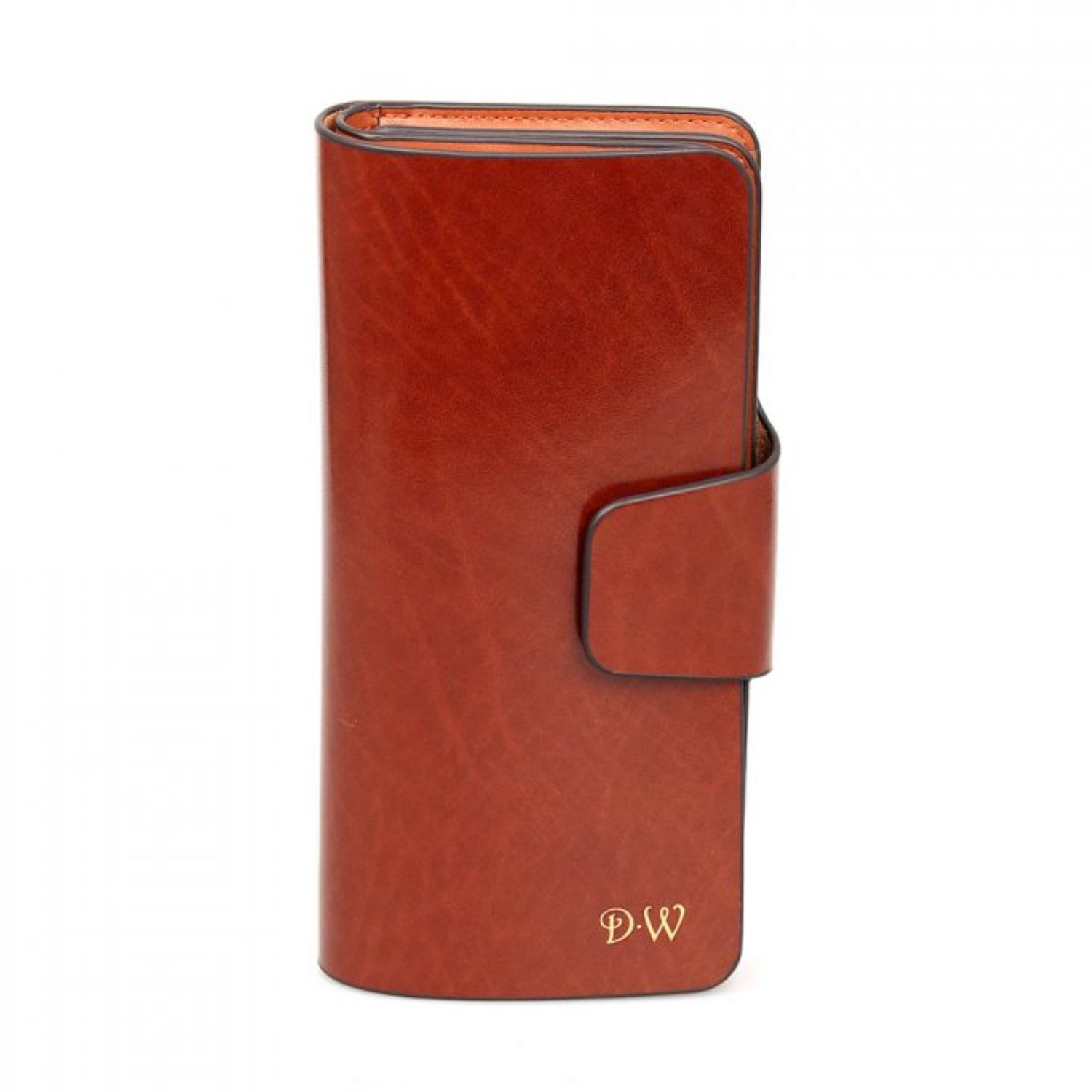 David Wej Men's Long Bifold Wallet With Buckle – Brown In Brown