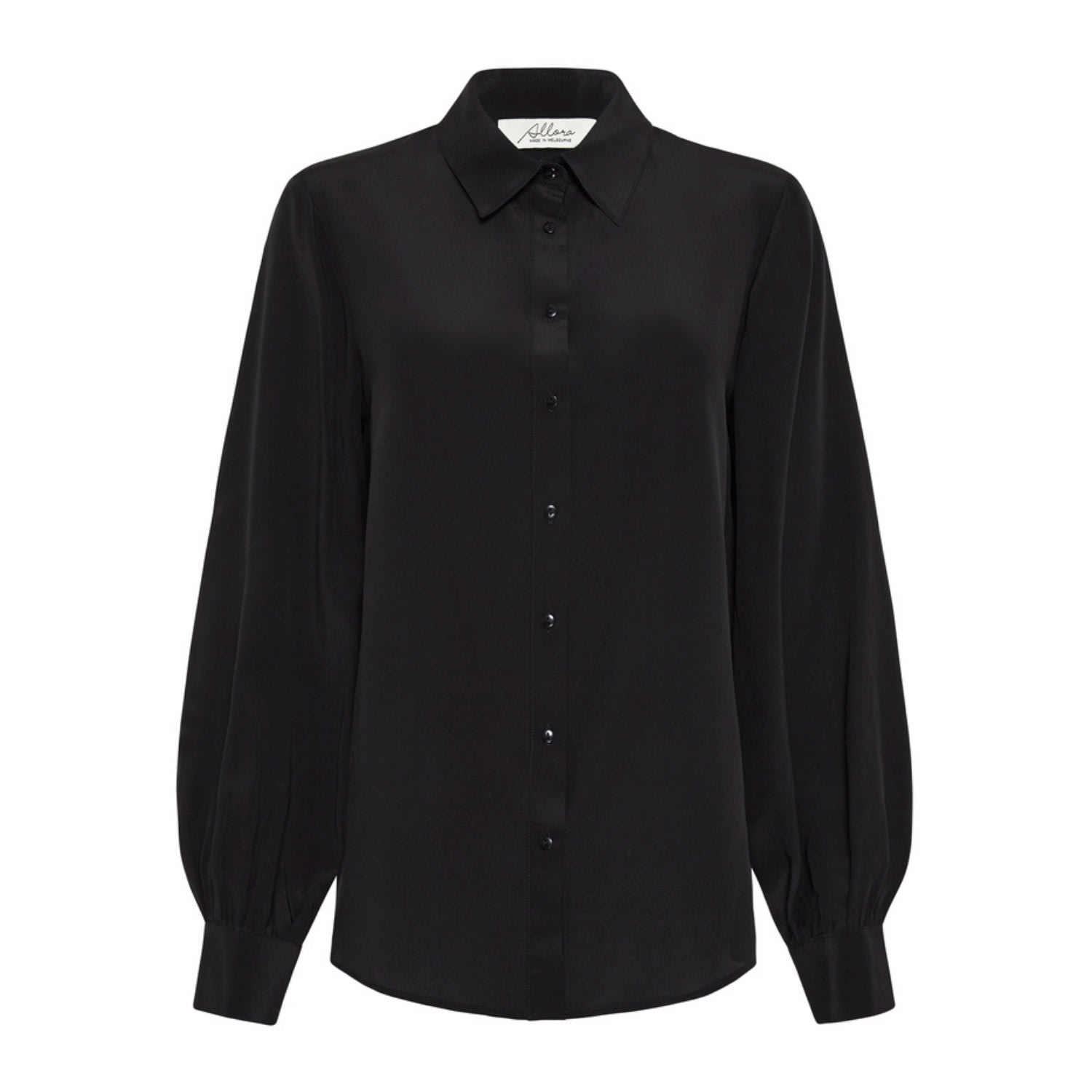 Allora Women's Manhattan 100% Silk Shirt - Black In Black
