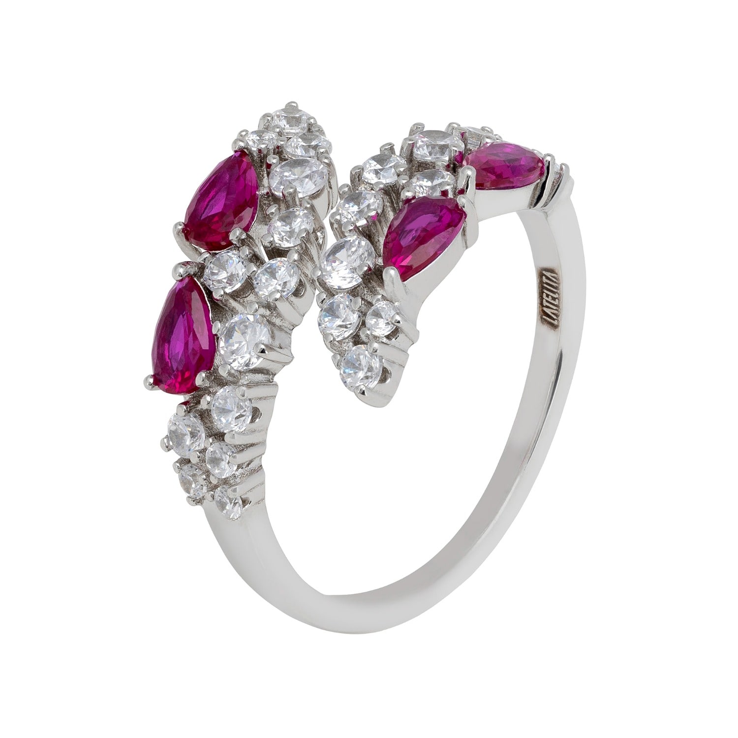 Latelita Women's White / Pink / Purple Baroness Cocktail Ring Ruby Silver