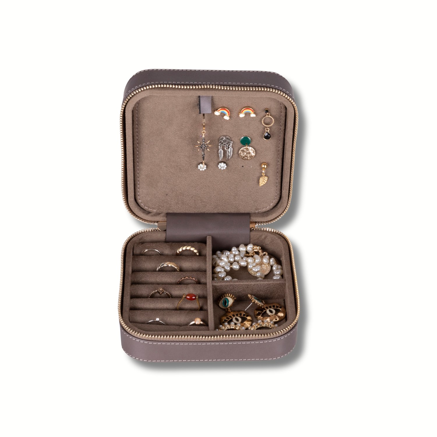 Leathere Women's Grey Luxury Travel Jewelry Box – Gray - Palermo In Gray