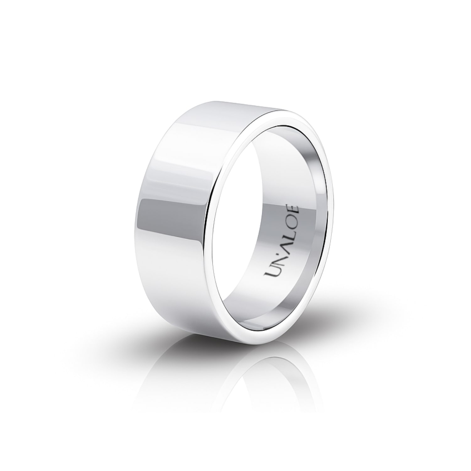 Unaloe Women's Classic Smooth French-edge Sterling Silver Band In Silver