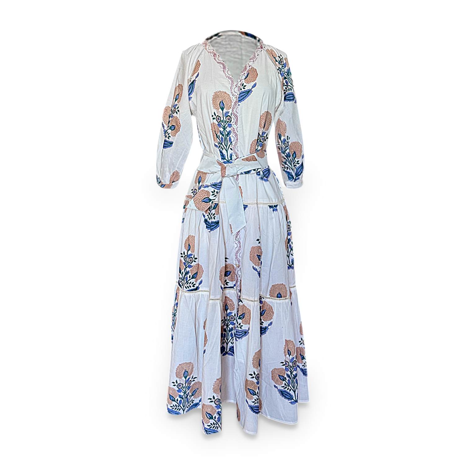 Pick Happy Women's Pink / Purple / White Botanica Maxi Dress Cotton Floral Mocha In Pink/purple/white