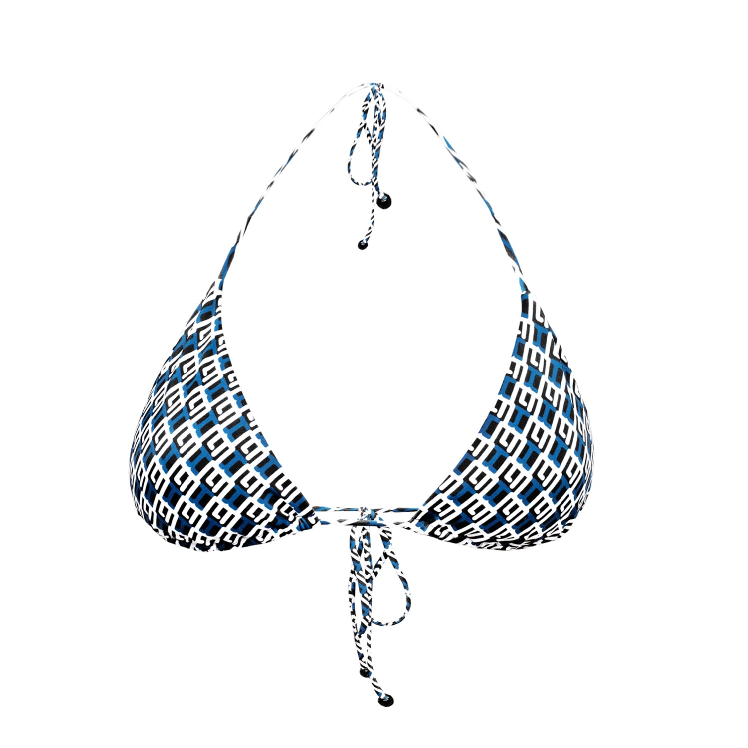 Kikki-g Swimwear Women's White / Blue Josie Bikini Kg Logo Print Top In White/blue