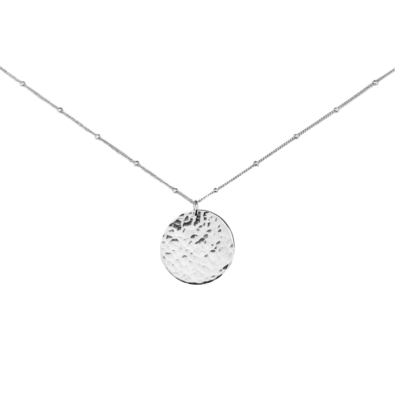 Women’s Thea Hammered Disc Pendant Sterling Silver Necklace Kiri & Belle