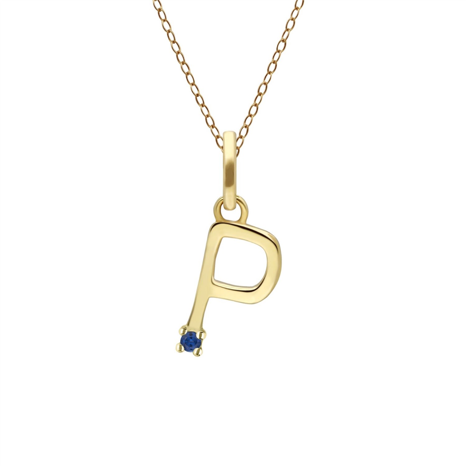 Women’s Gold / Blue Initial P Sapphire Necklace In Yellow Gold Gemondo