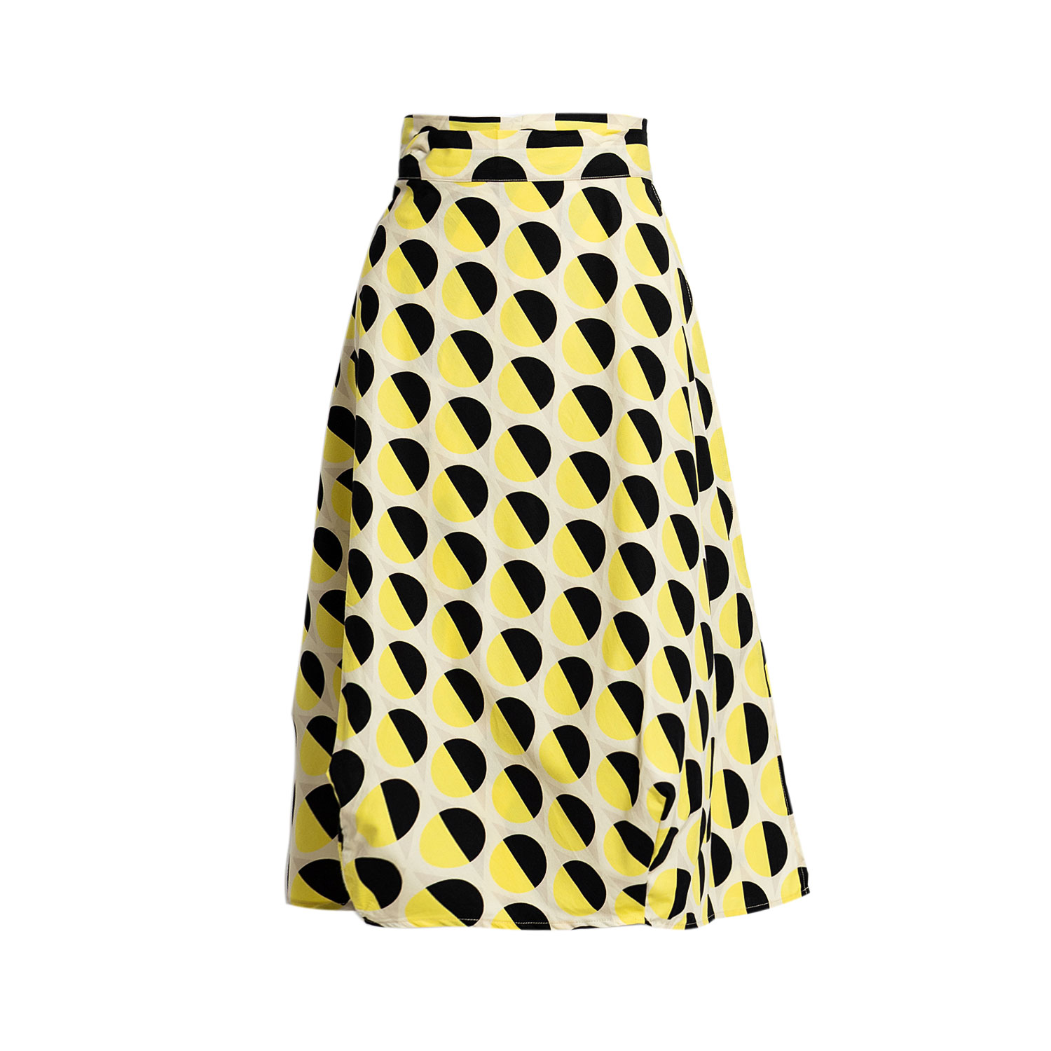 Bianca Popp Women's Black / Yellow Wrapped Skirt In Yellow And Black Dots In Yellow