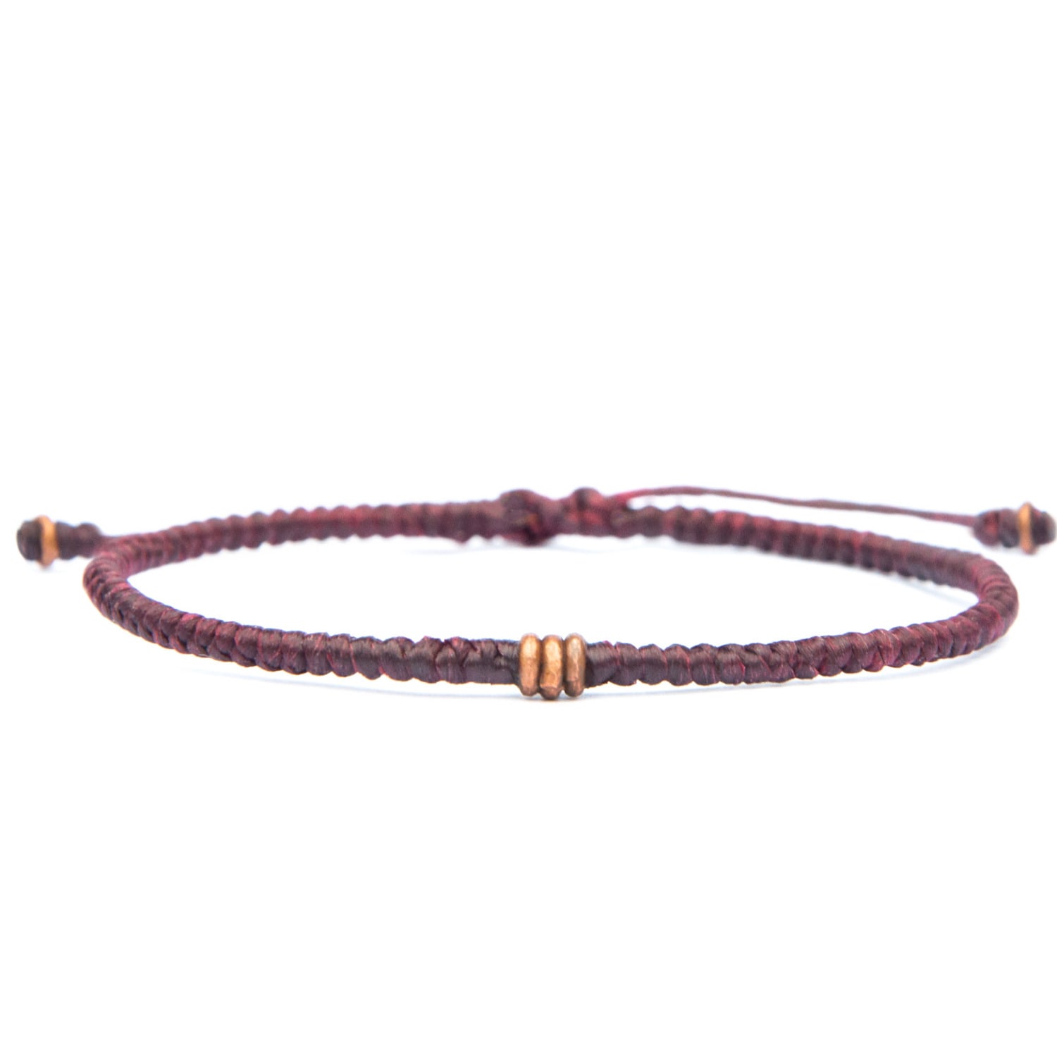 Pure Copper Rounded Mens Wine Red Bracelet - Red Harbour Uk Bracelets