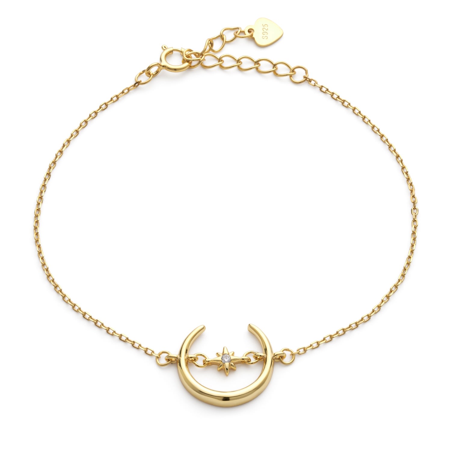 Elk & Bloom Women's Gold Crescent Moon & Star Bracelet In Gold