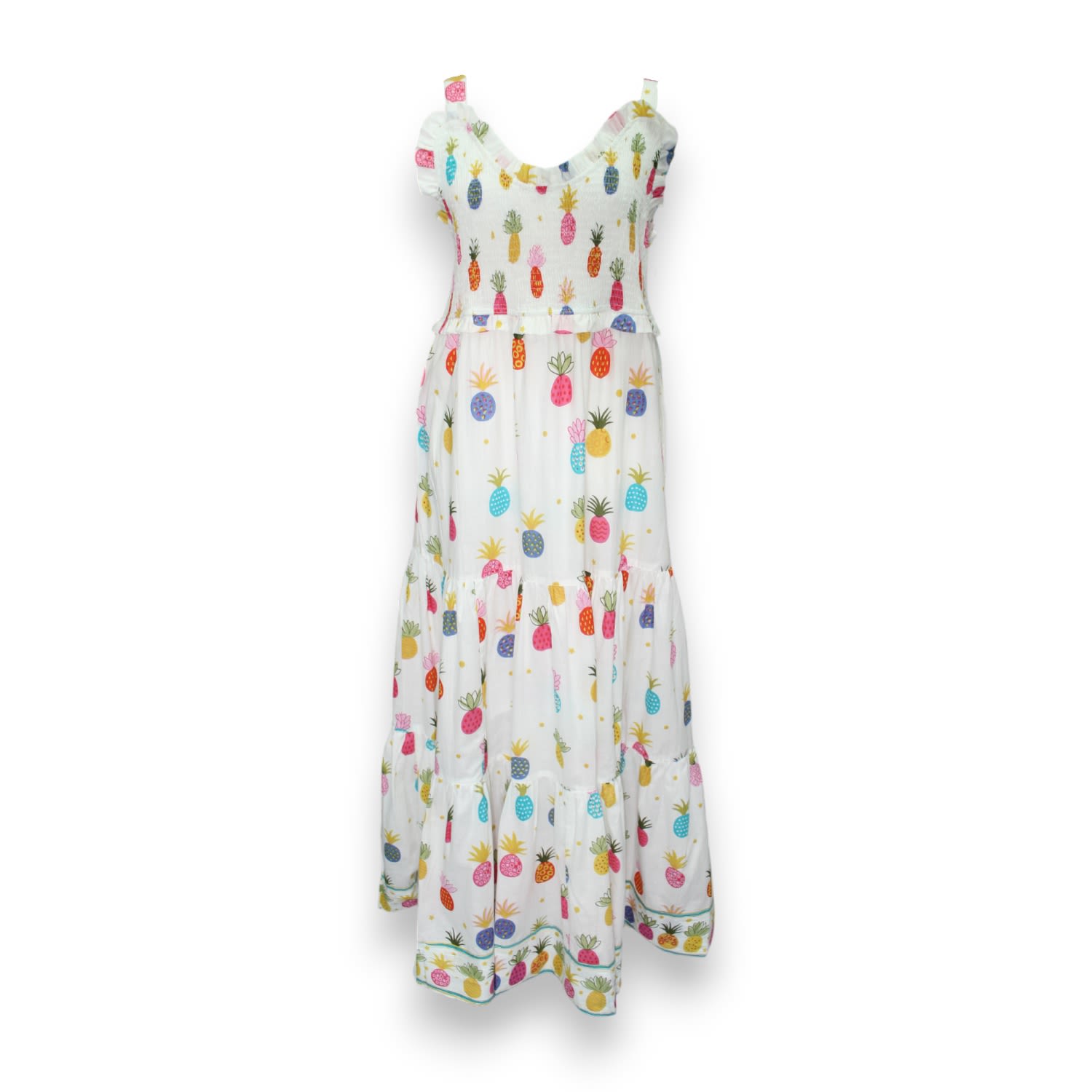 Women&rsquo;s White Sweetheart Dress - Pineapples - Multi | Extra Small | Mary Marshmallow