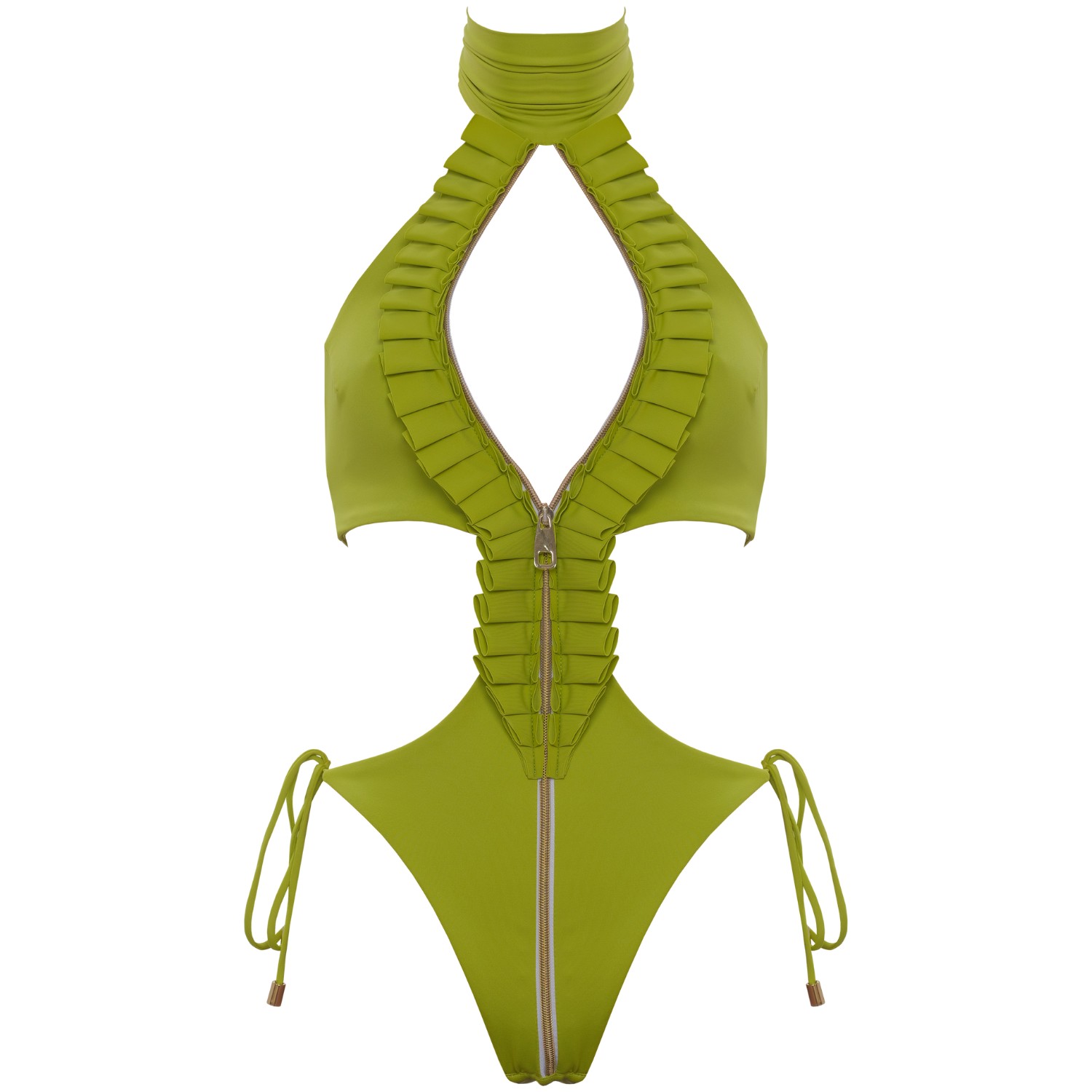 Ahmosy Cut-Out One-Piece Swimsuit With Ruffles And