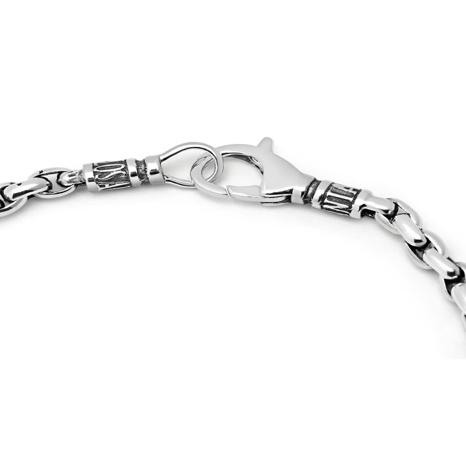 Men's Sterling Silver Round Link Chain Bracelet | Nialaya