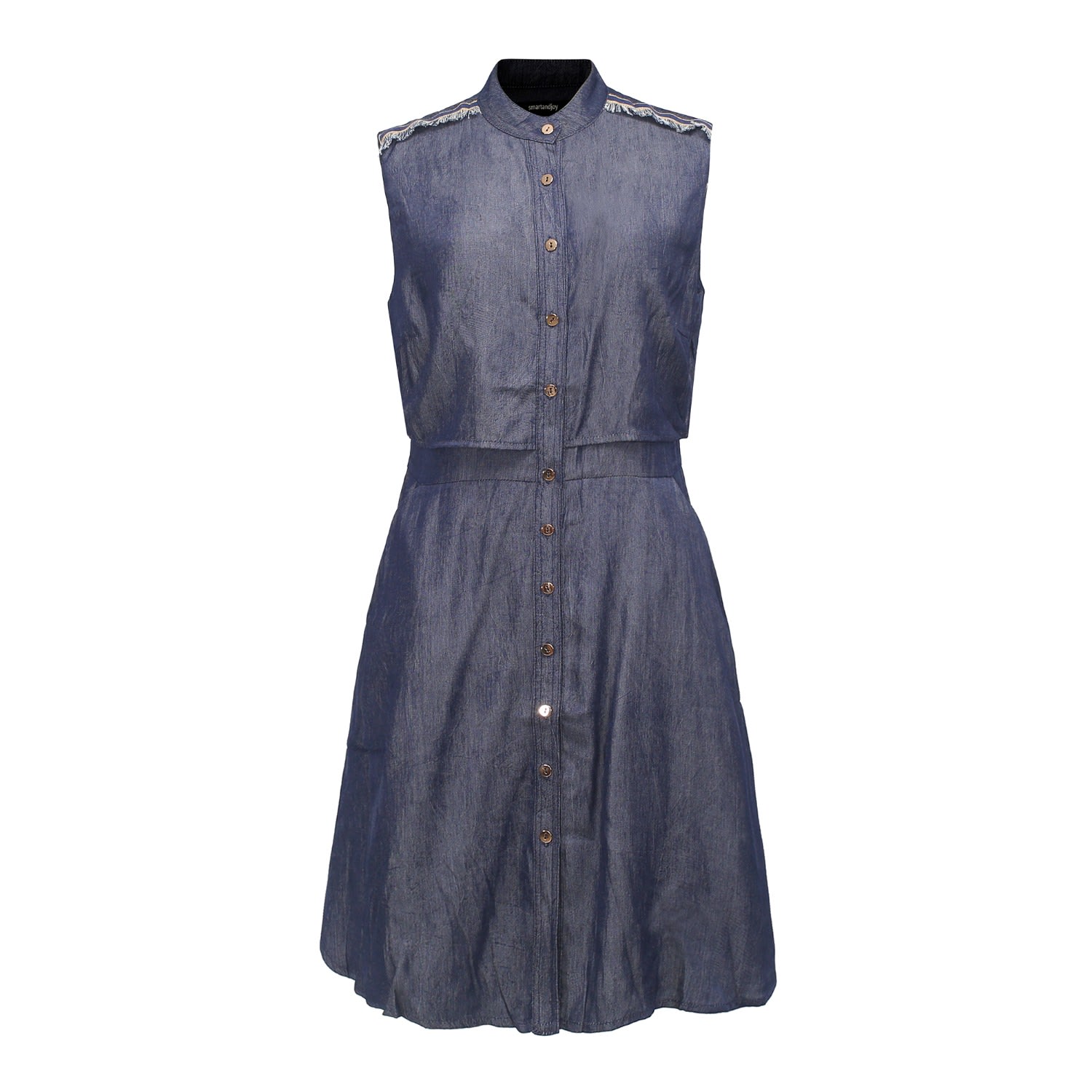 Smart And Joy Women's Blue Open Back Fit-and-flare Dress In Blue