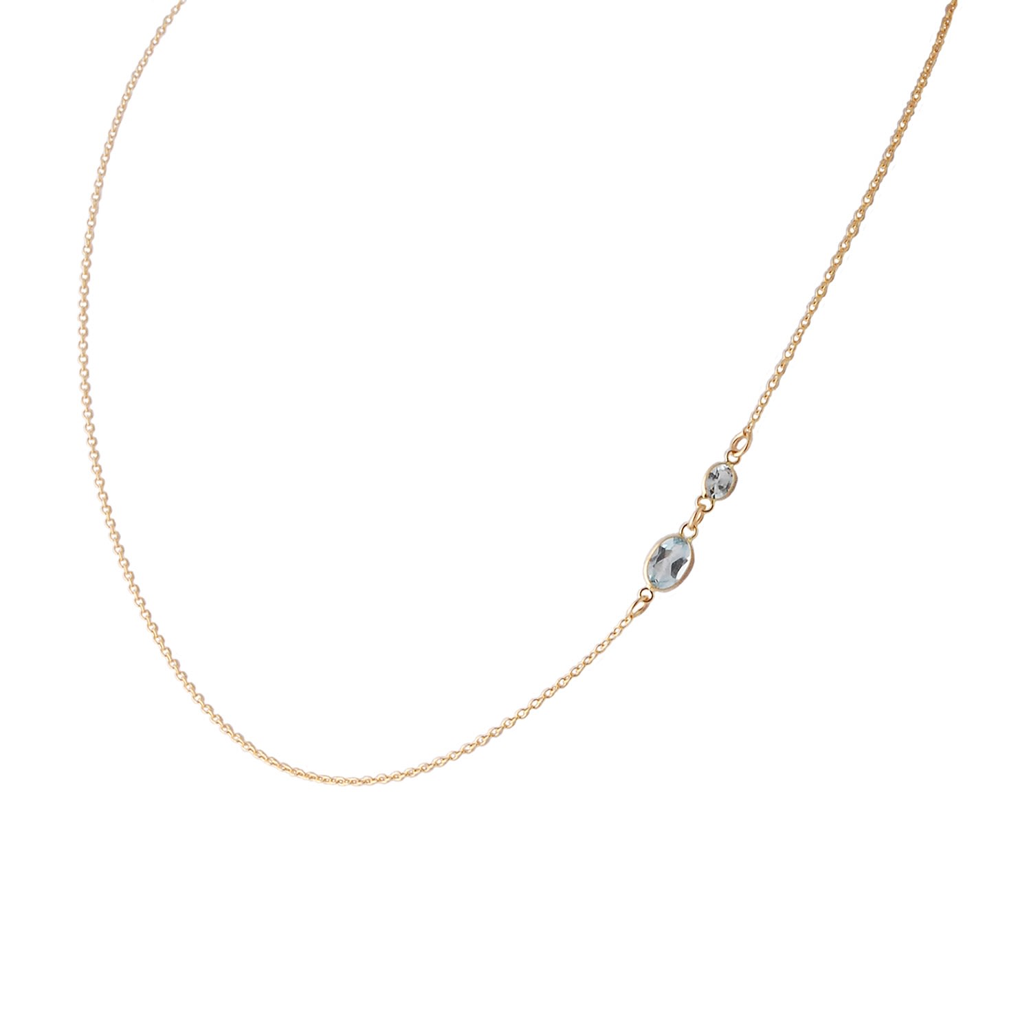 Women’s Gold / Blue Two Stone Bezel Set Blue Topaz Necklace In 14 Karat Yellow Gold Amy Gambill Designs