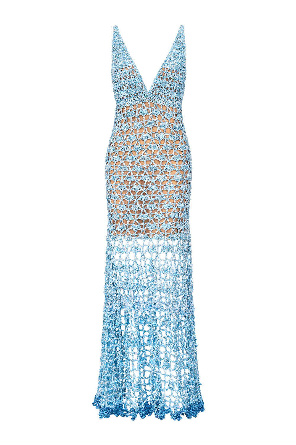 Metallic Blue ChrysanthemumHandmade Crochet Dress L / Blue