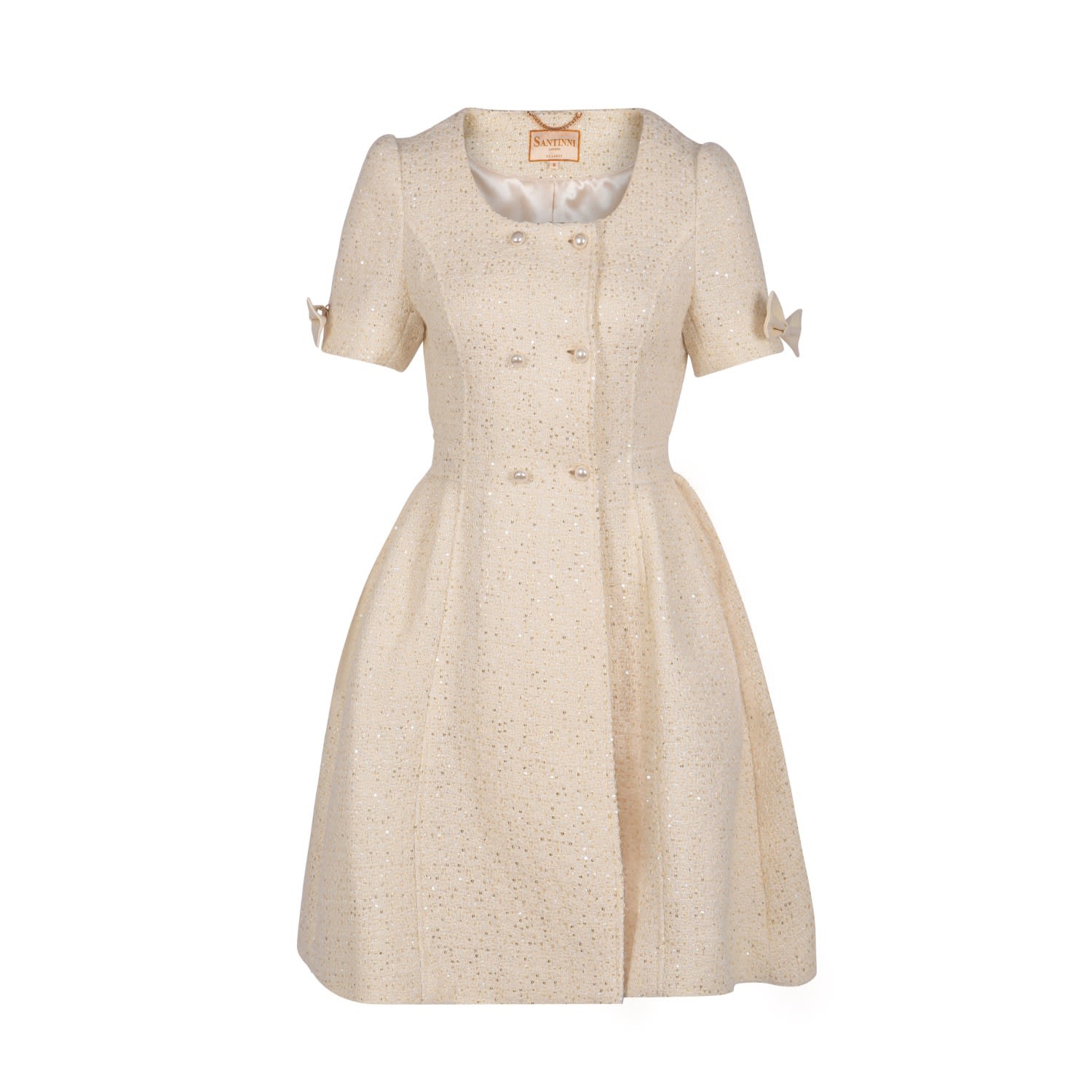 Women's White 'Golden Age' Wool Tweed Dress Coat In Bianco | Xs/S | Santinni