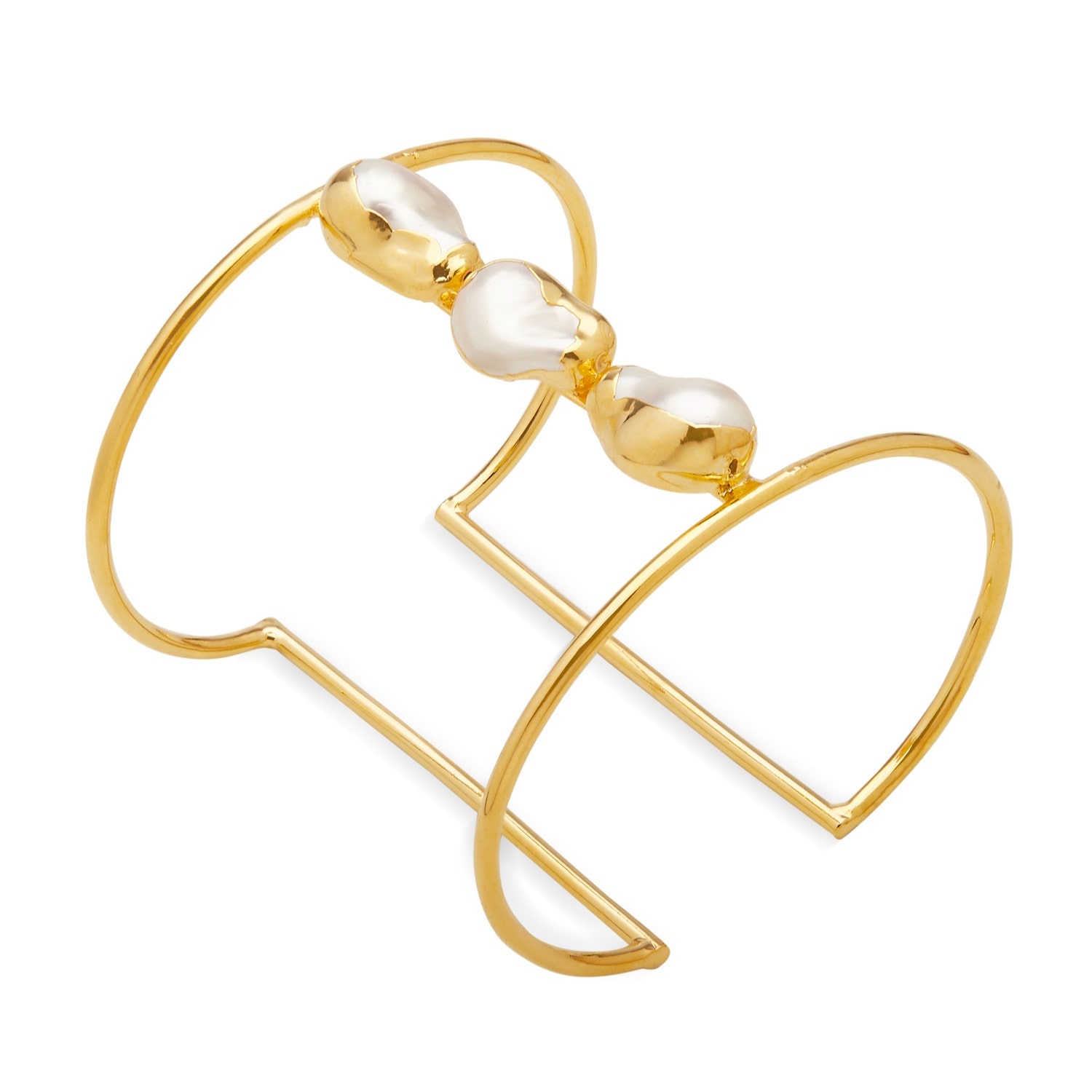 Dhwani Bansal Women's Gold / White Adjustable Gold Kora Bracelet With Baroque Pearls