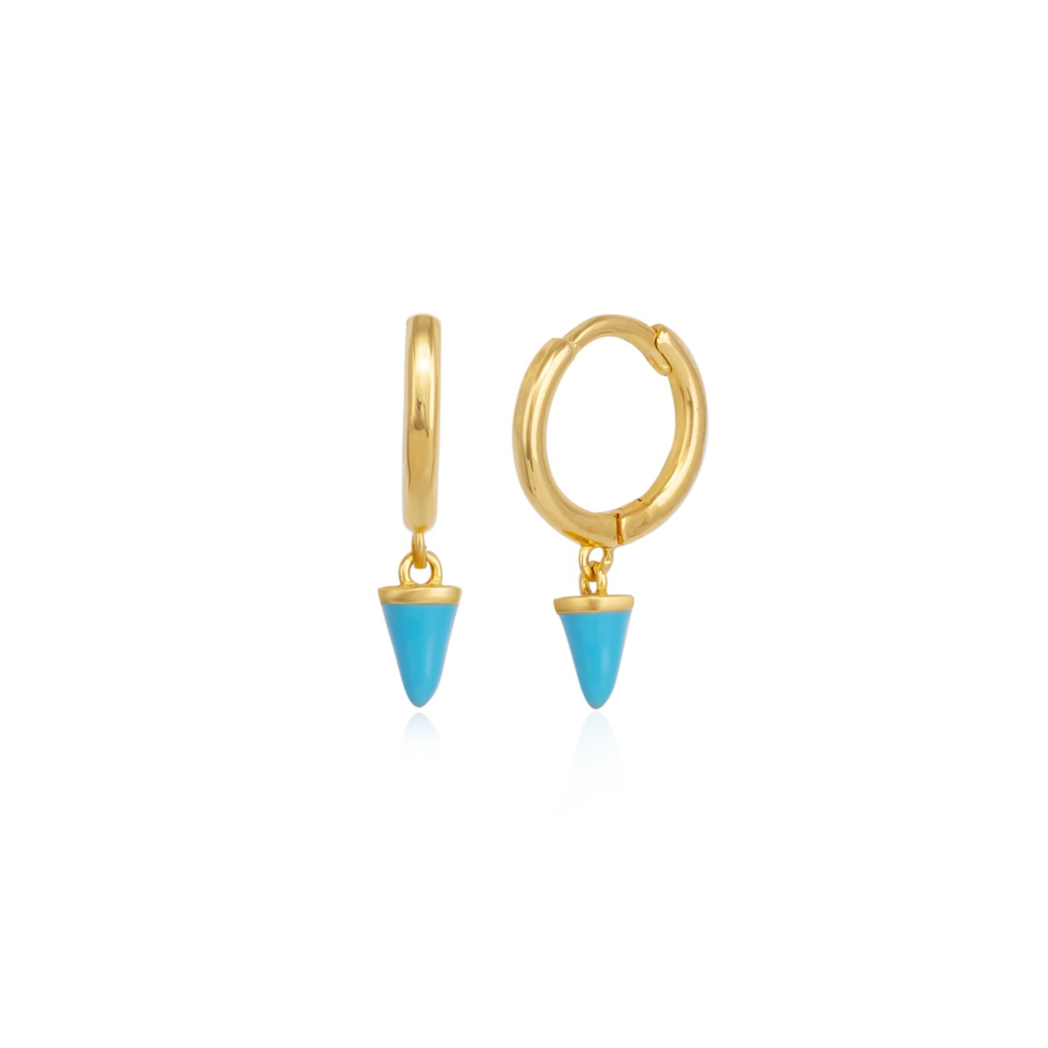 Spero London Women's Gold Turquoise Spike Pave Hoop Drop Earrings In Gold