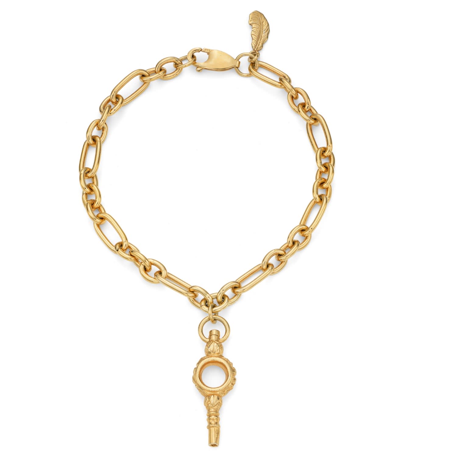 Gold Watch Key Charm Bracelet Harry Rocks Wolf Badger