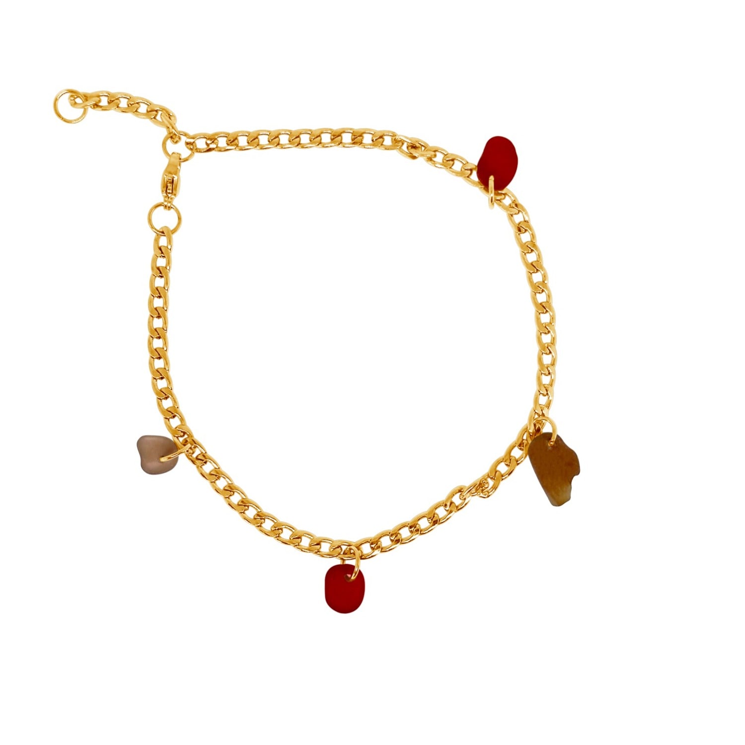 Glasstyk I/s Women's Brown / Red Fragments Brown And Red Sea Glass Anklet