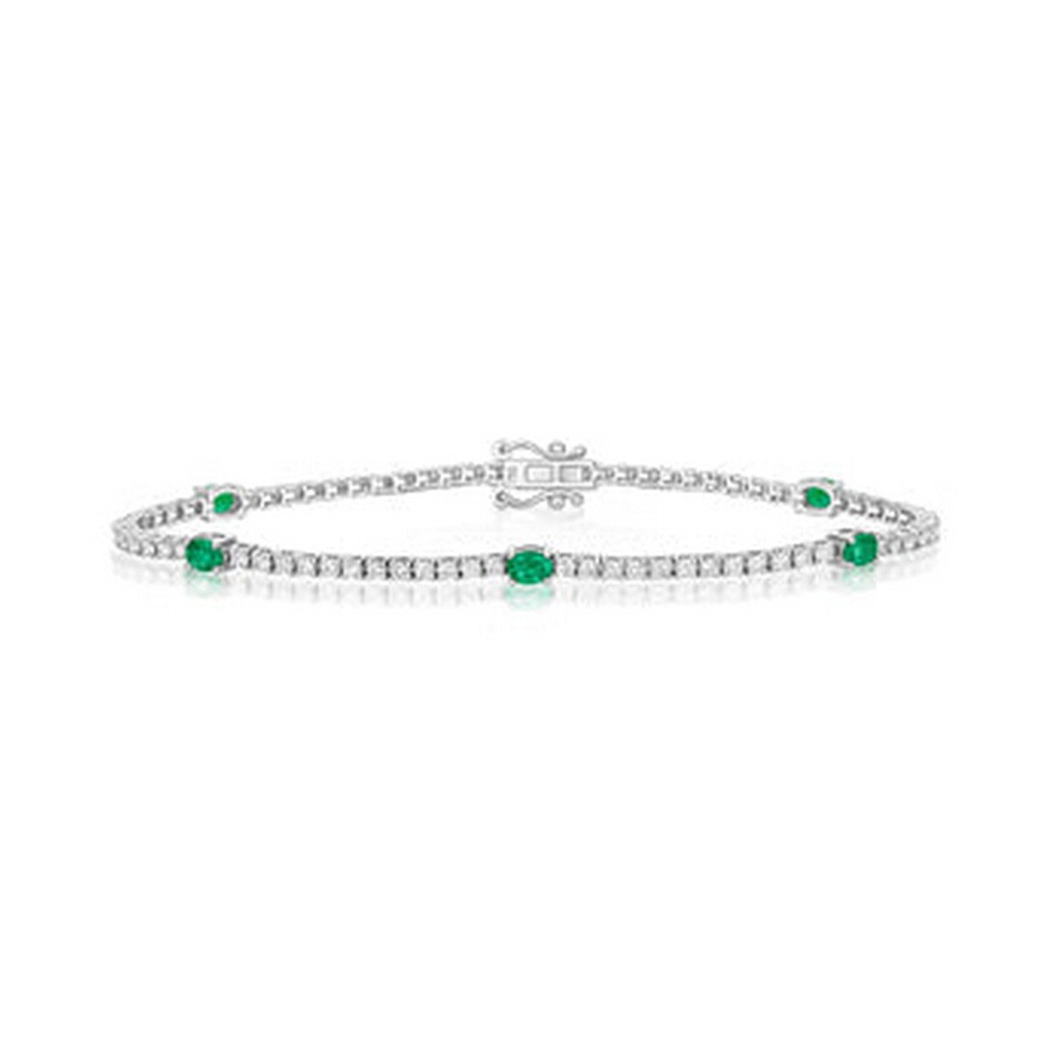 Women’s Diamond And Emerald Bracelet White Gold Cervin Blanc