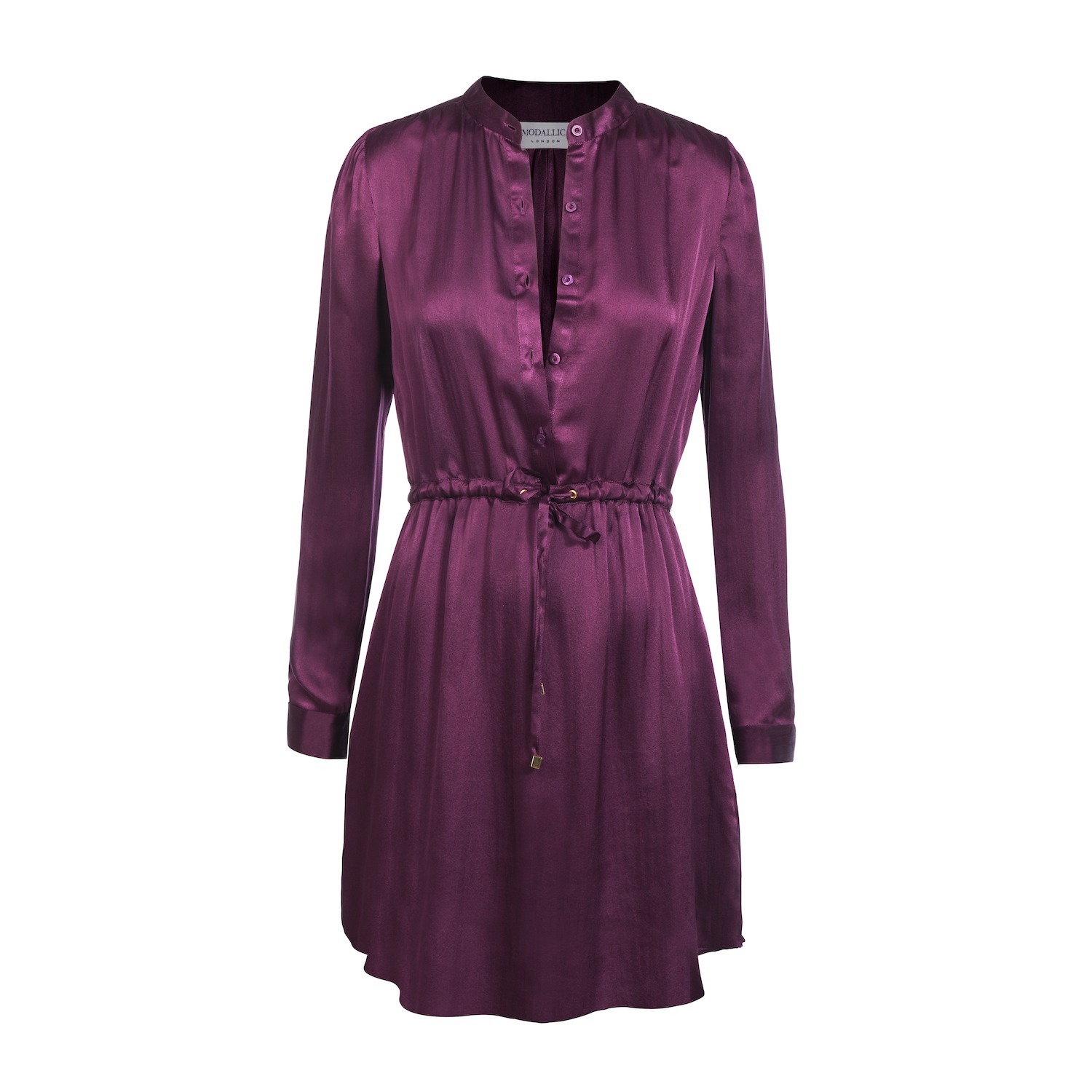 fitted lace wedding dress Plum Cupro Shirt Dress with Gold Accent Belt – FLAPPER6 main image 1
