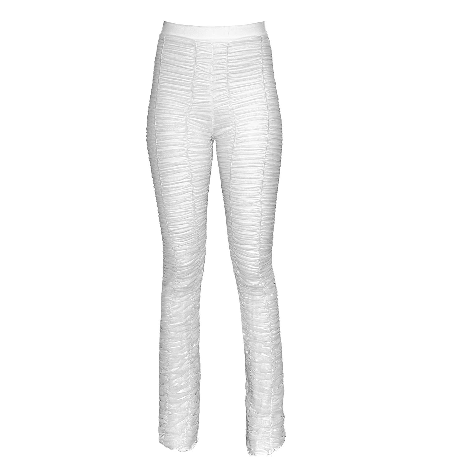 By Noa Rawitz Women's Shirred Mesh Tight Long Pants- White In White