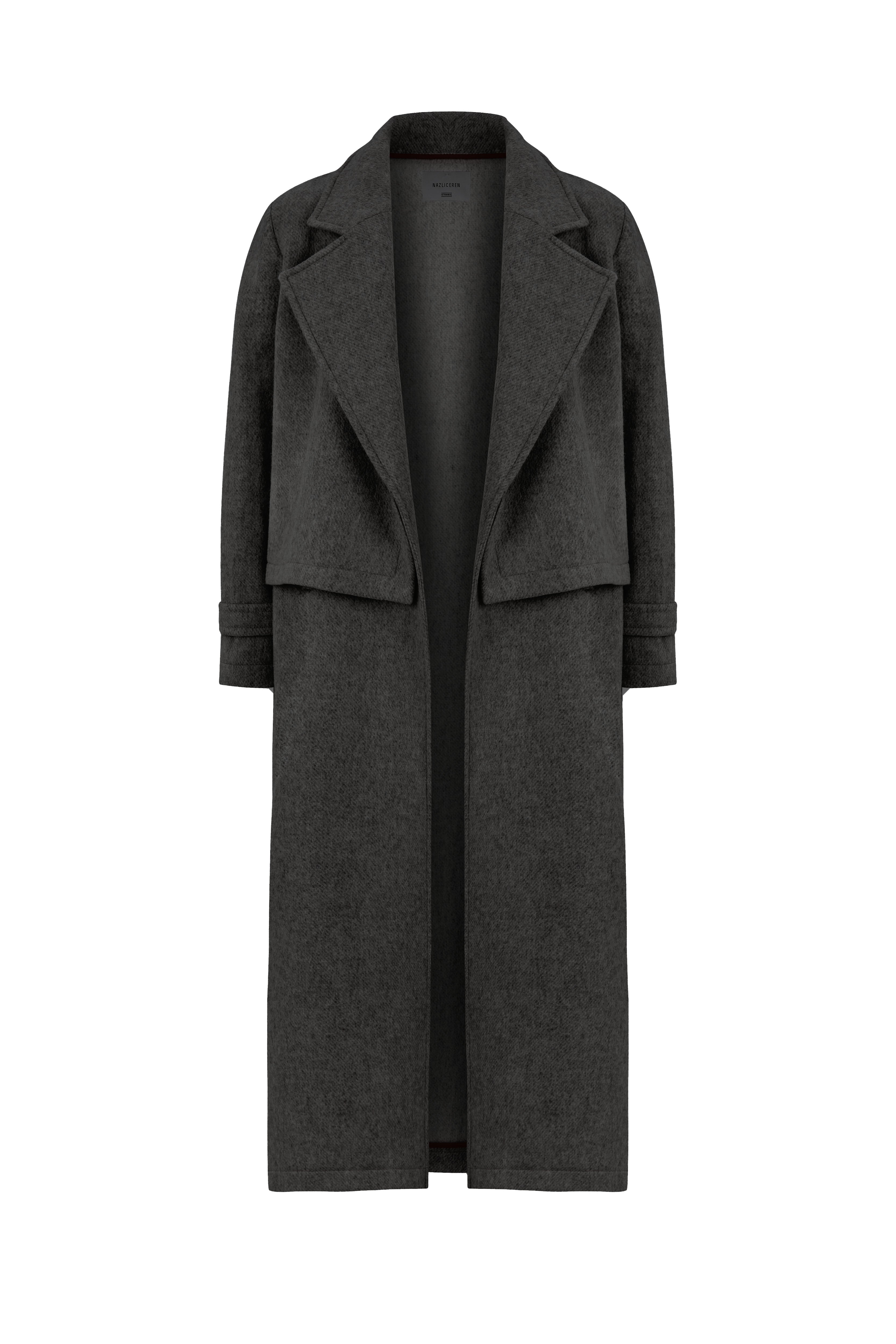 Nazli Ceren Women's Isha Wool Coat In Dark Grey In Grey