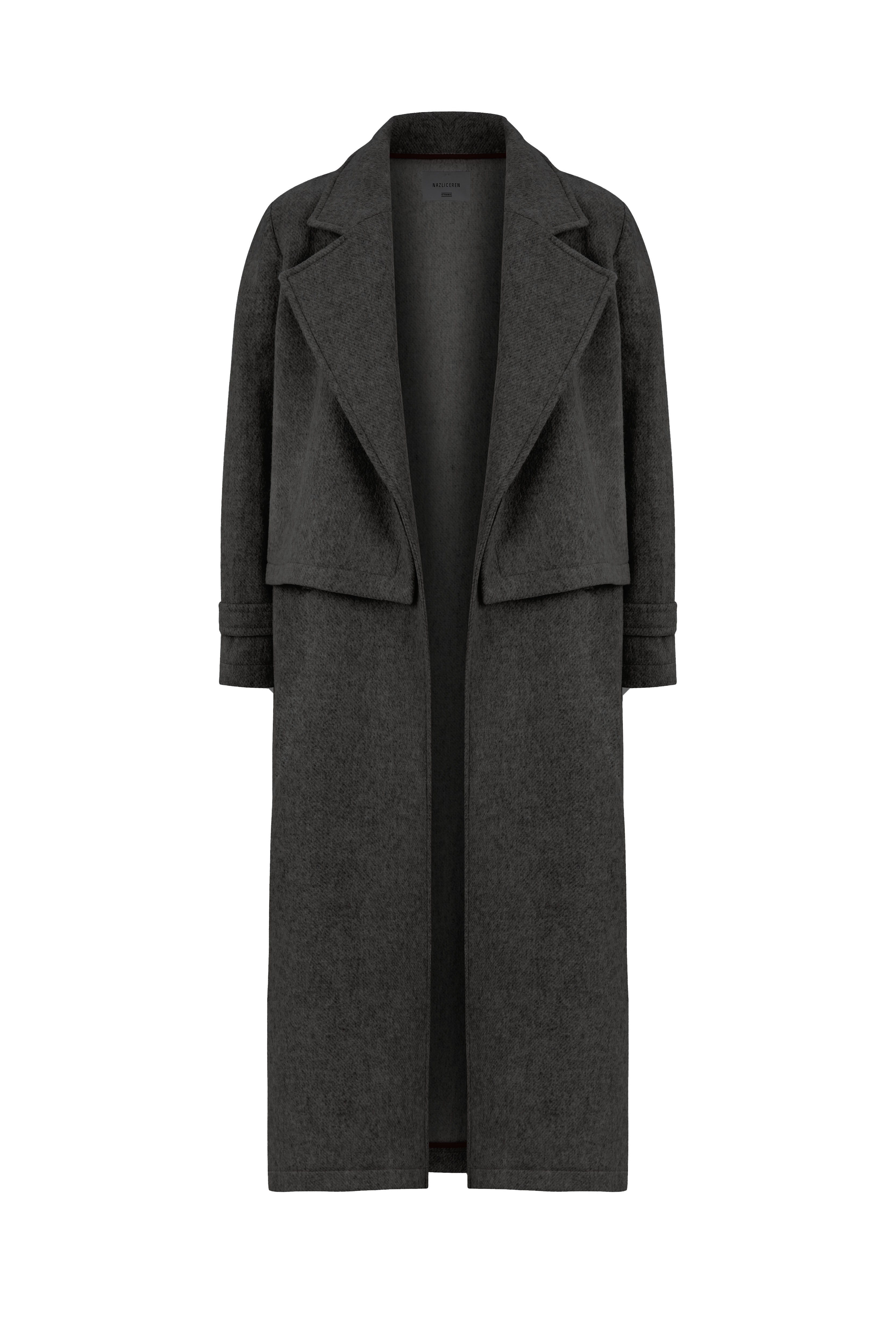 Nazli Ceren Women's Isha Wool Coat In Dark Grey In Gray