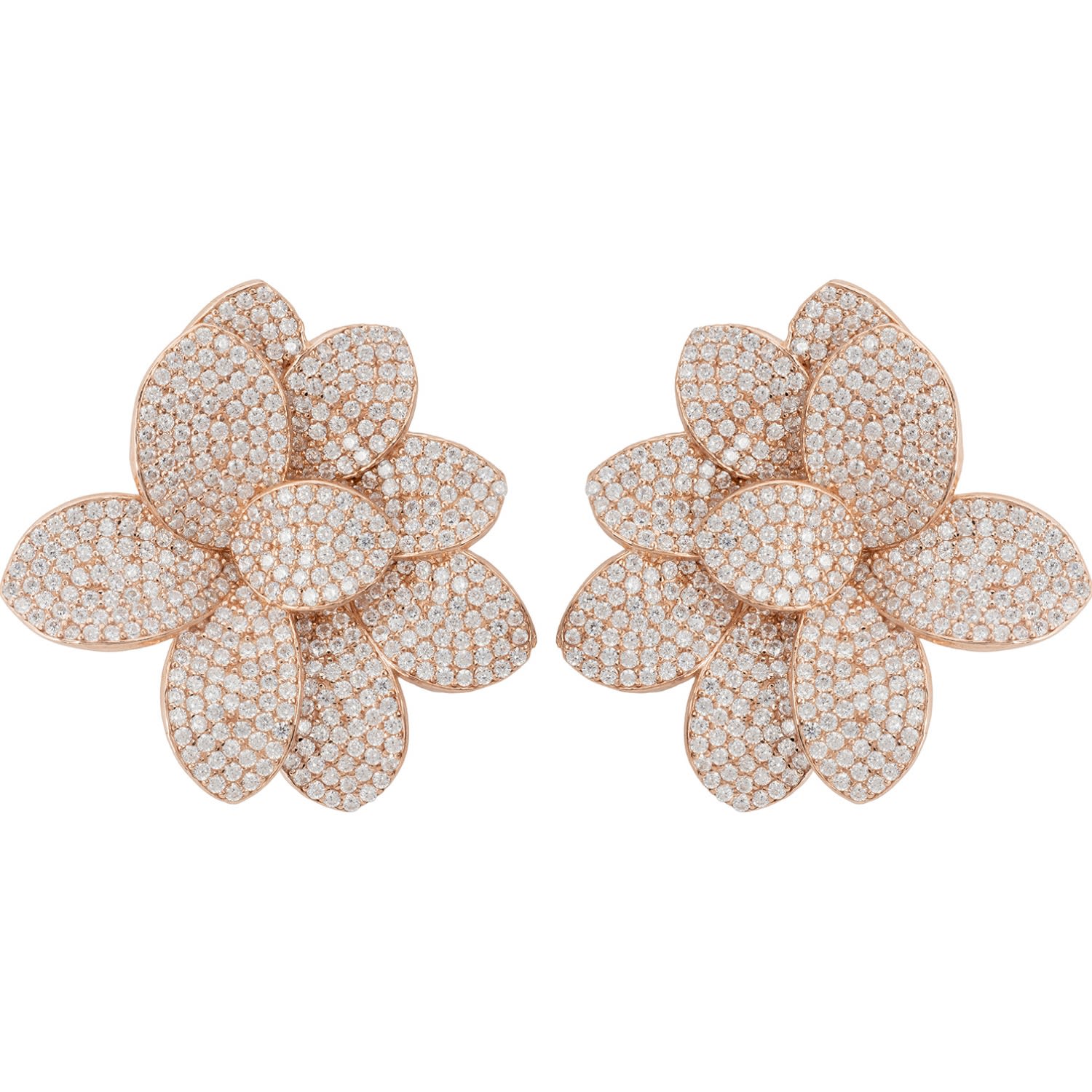 Latelita Women's Rose Gold / White Amaryllis Flower Large Stud Earrings Rosegold