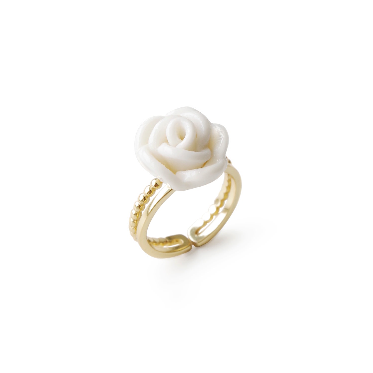 Women’s White / Gold White Cloud Porcelain Rose Ring Poporcelain