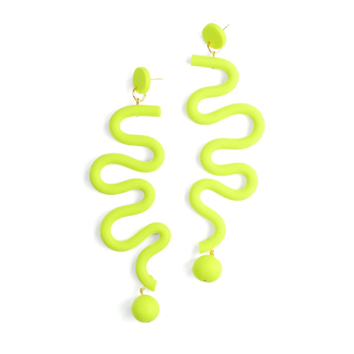 Women’s Yellow / Orange Tube Squiggles Dangly Statement Earrings In Neon Yellow By Chavelli