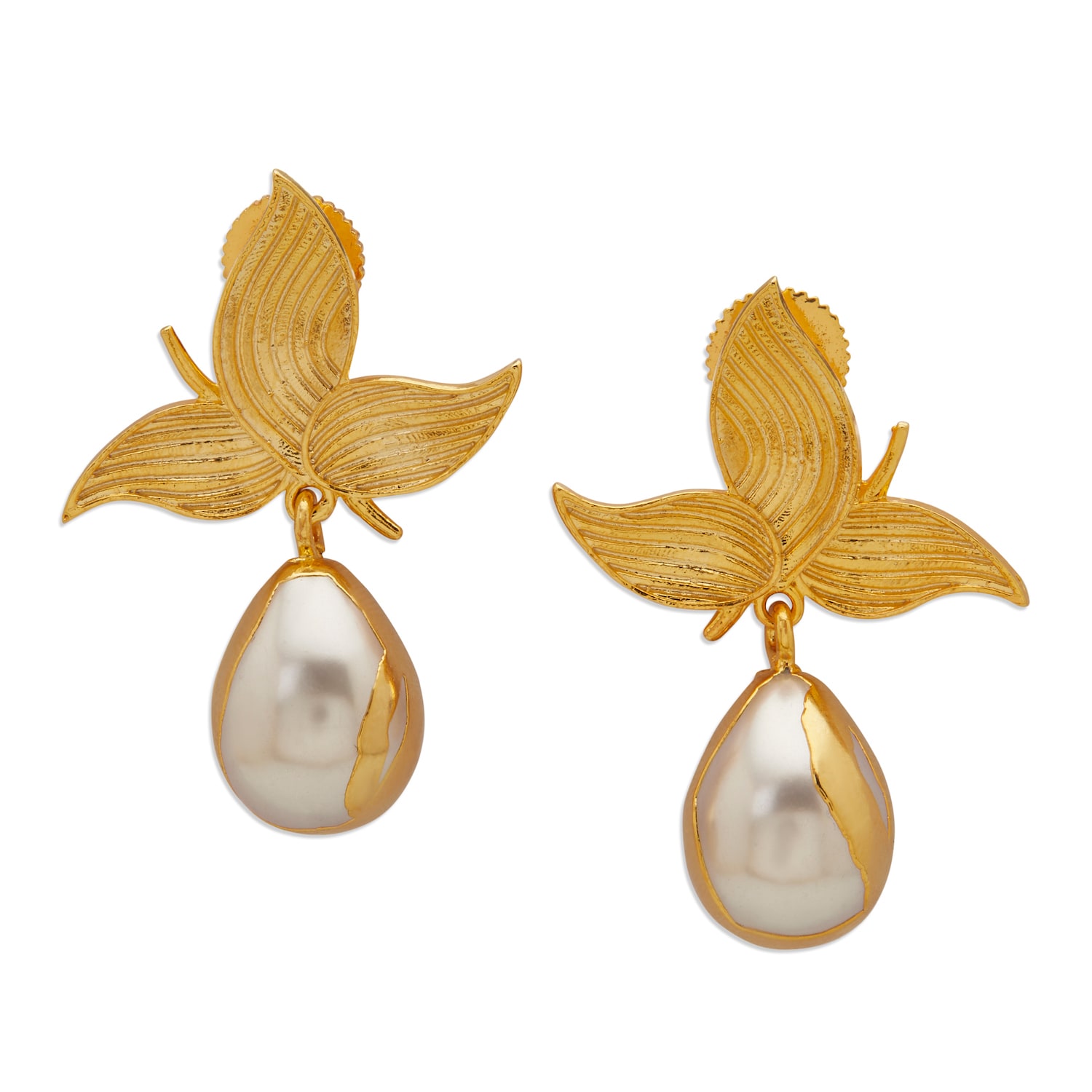 Dhwani Bansal Women's Gold / White Gold Zooni Earrings With Baroque Pearls