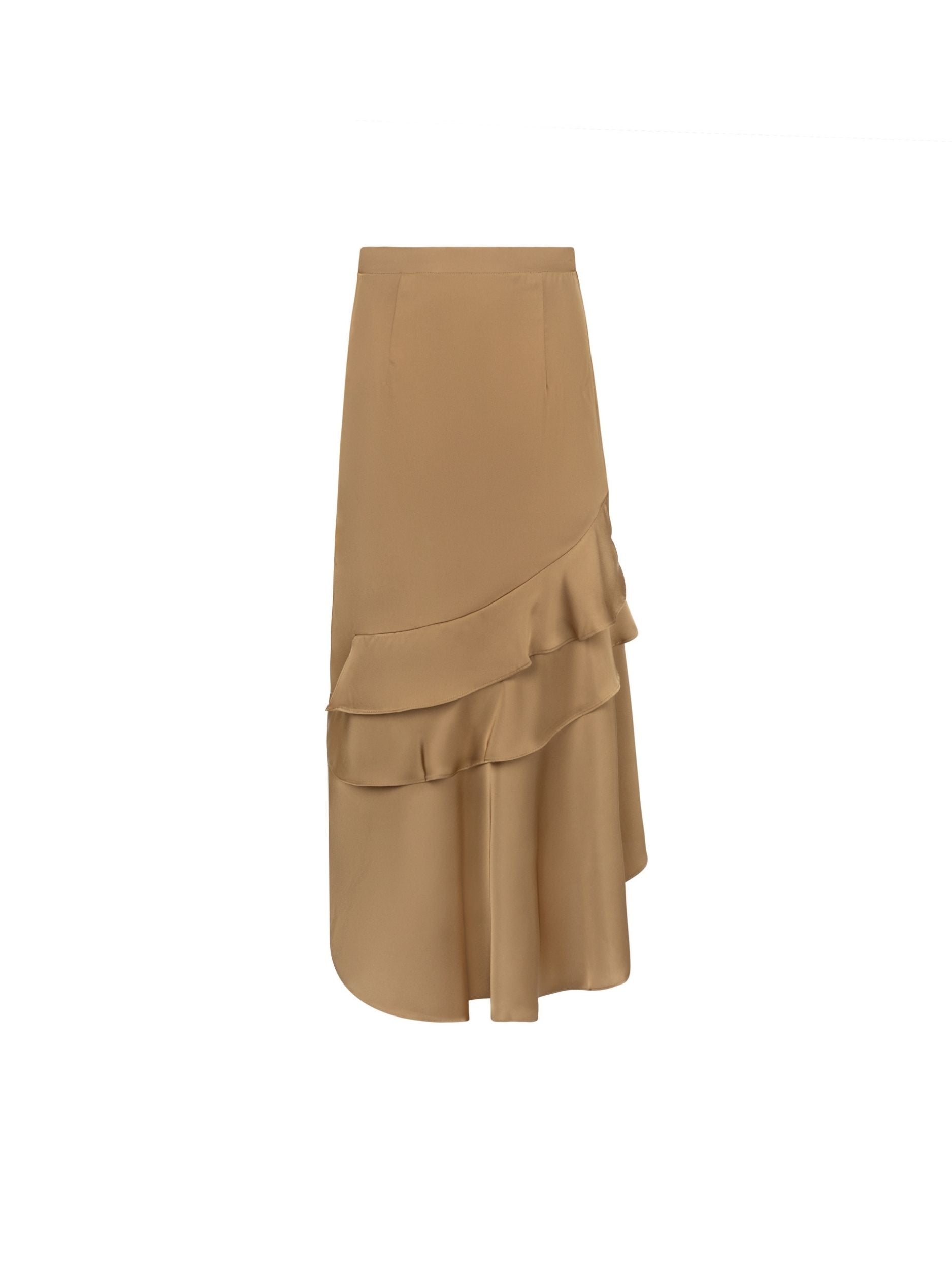 Ellie Makir Women's Brown Satin Slip Skirt - Mocha In Brown