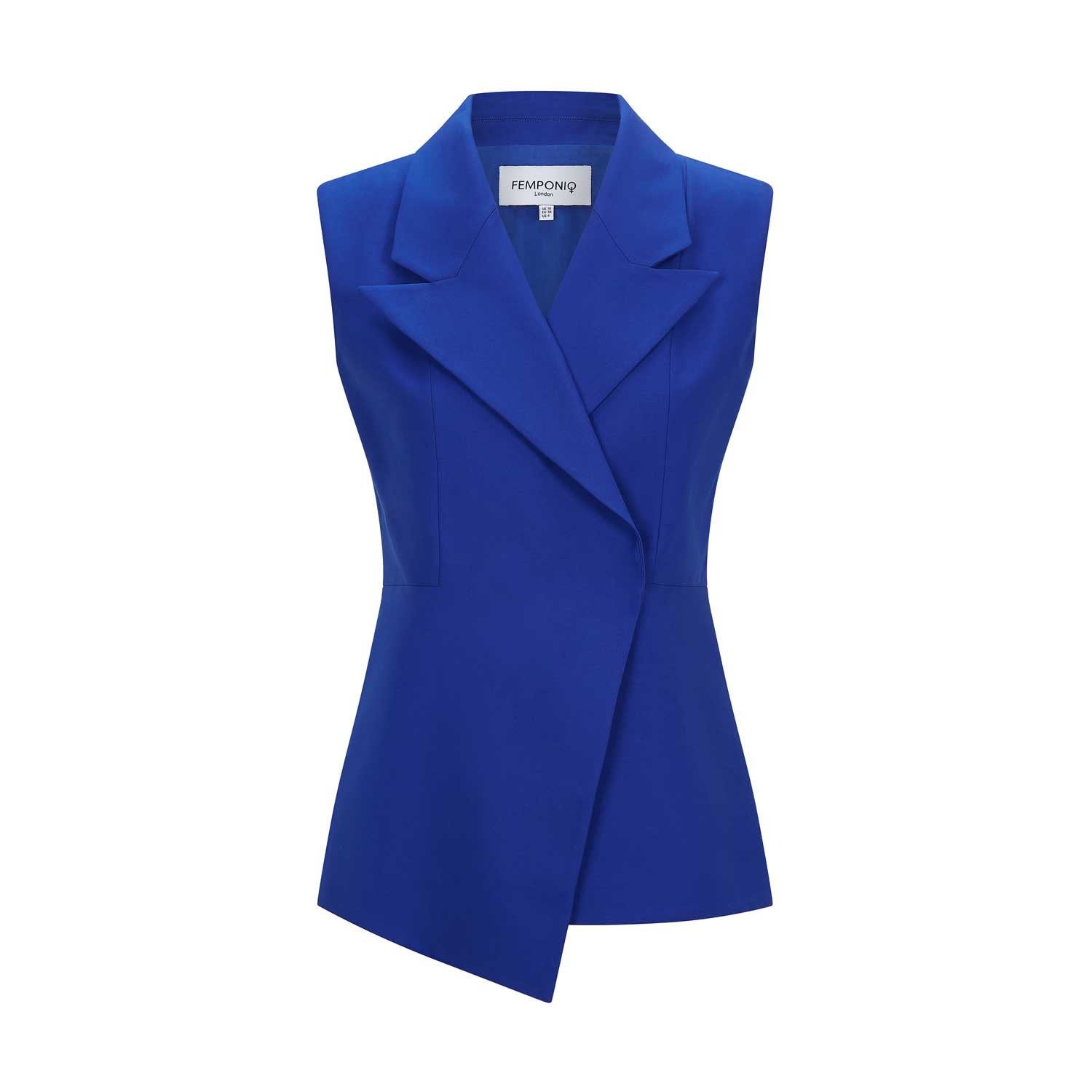 Women’s Sleeveless Cotton Blazer - Royal Blue Extra Small Femponiq