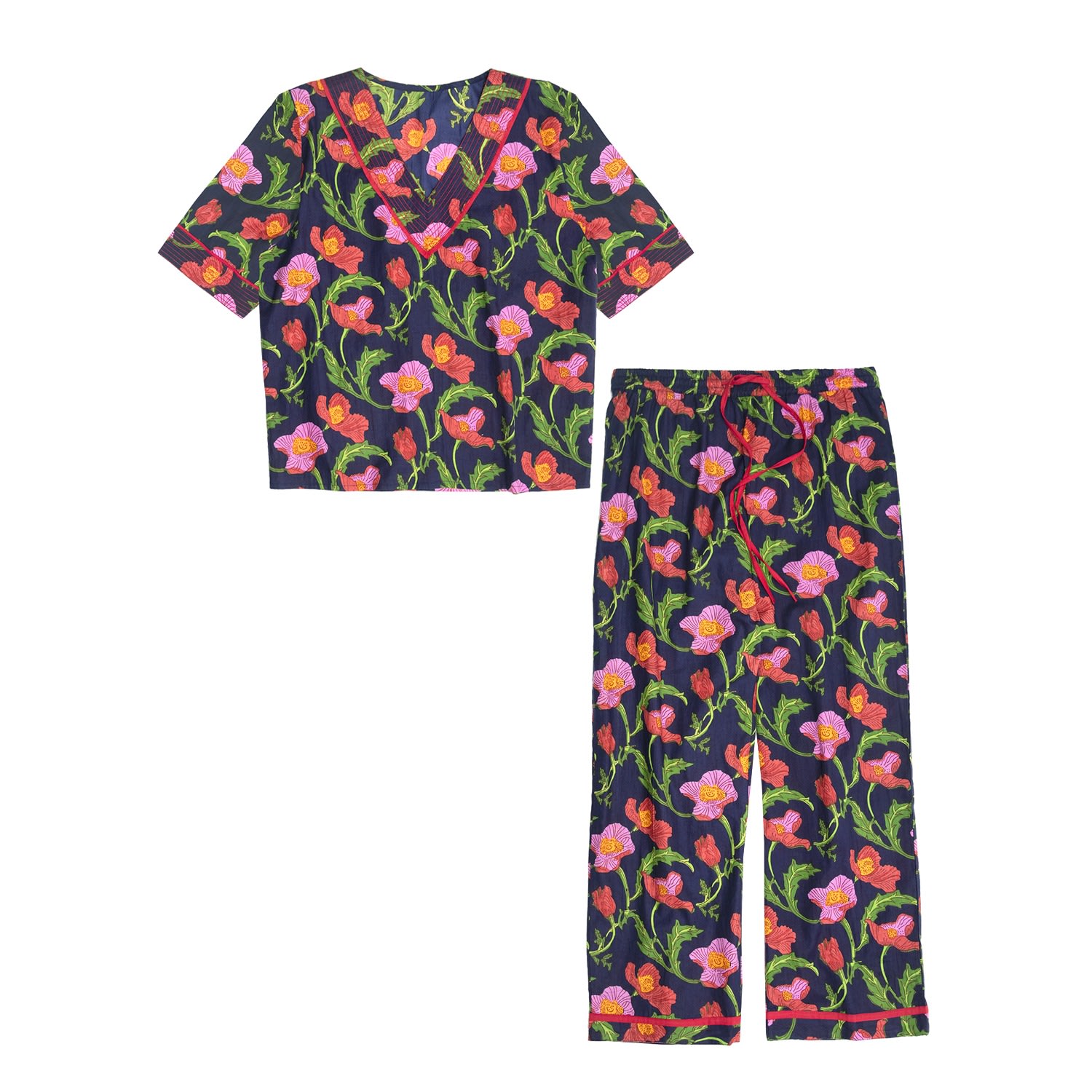 Women’s Green Indian Cotton Midnight Sweetpea Pyjama Set Small Inara