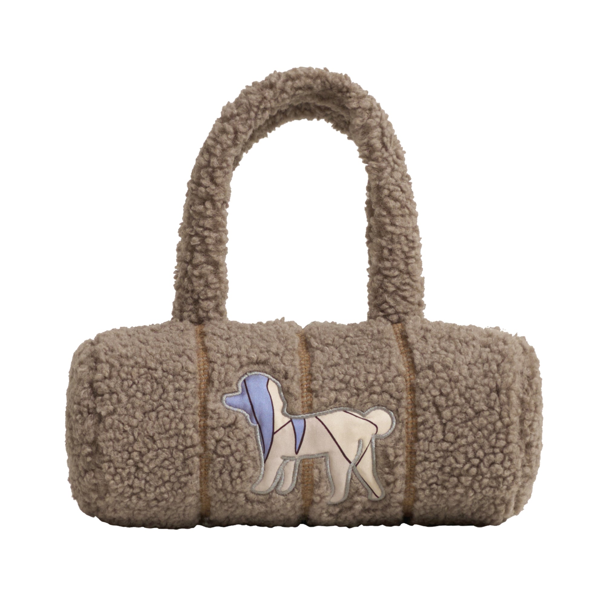 Women’s Grey "Pan Pan" Cylinder Shearling Bag - Taupe Lost Pattern Nyc