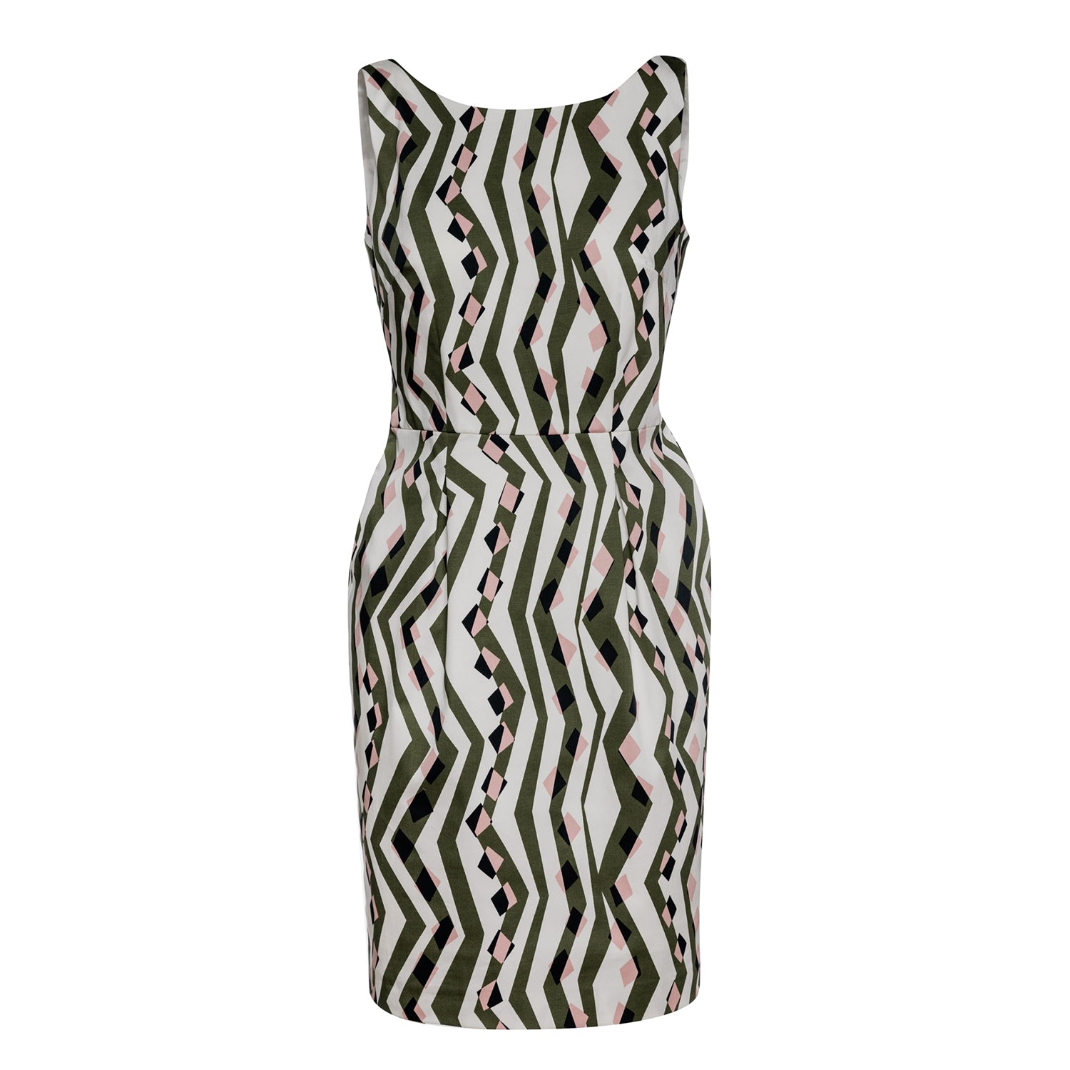 Conquista Women's Green Sleeveless Fitted Print Dress In Green