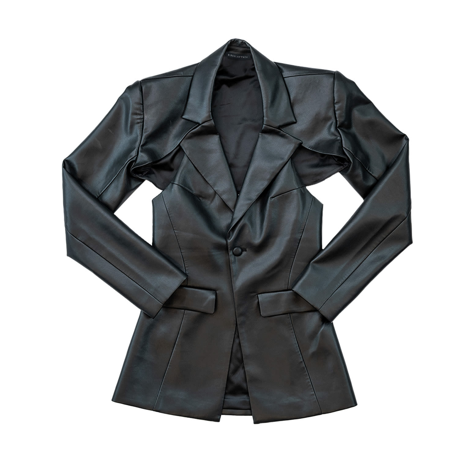 Circular Path Women's Black Vegan Leather Cut Out Blazer