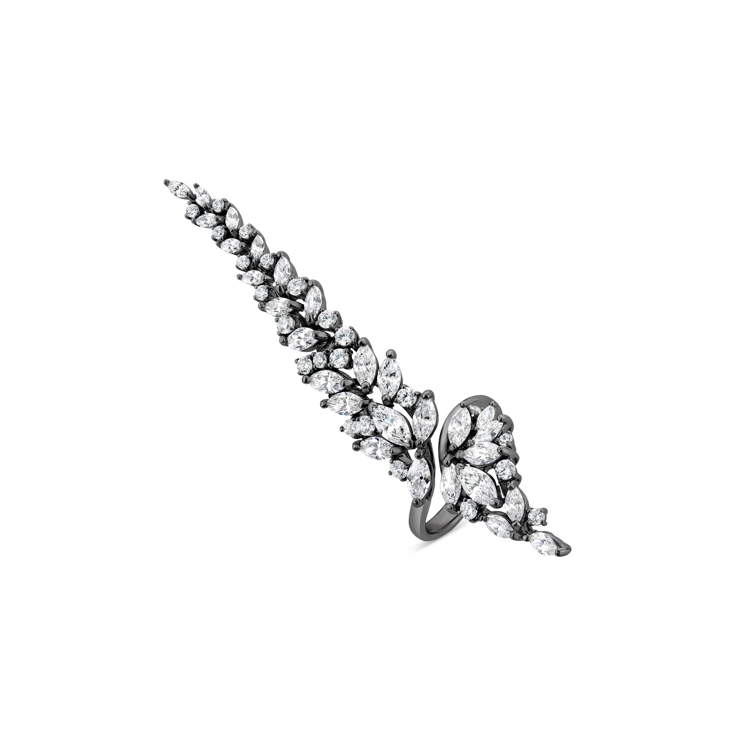 Sally Skoufis Women's Black / White Renaissance Ring With Man Made White Cz Diamond Stimulant In Premium Black Rho