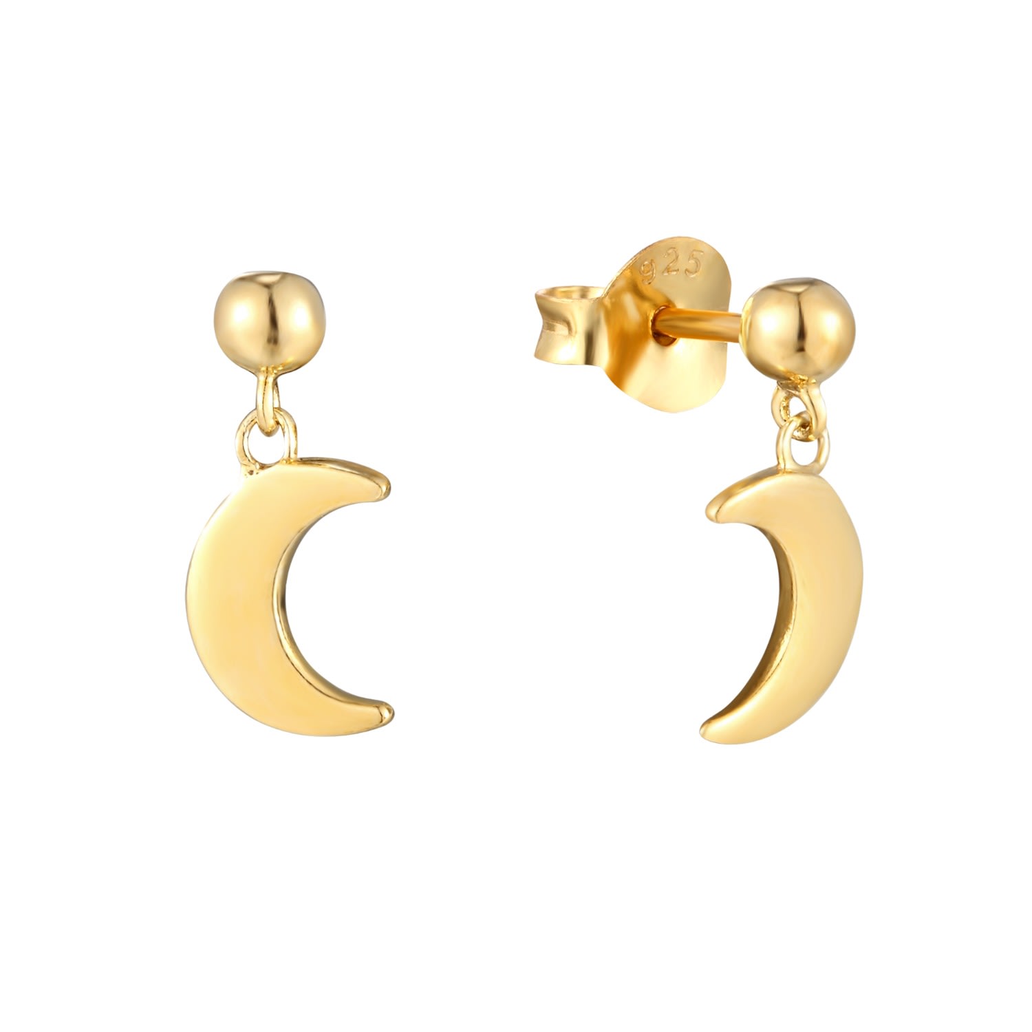 Women’s 22Ct Gold Vermeil Moon Charm Studs Seol + Gold