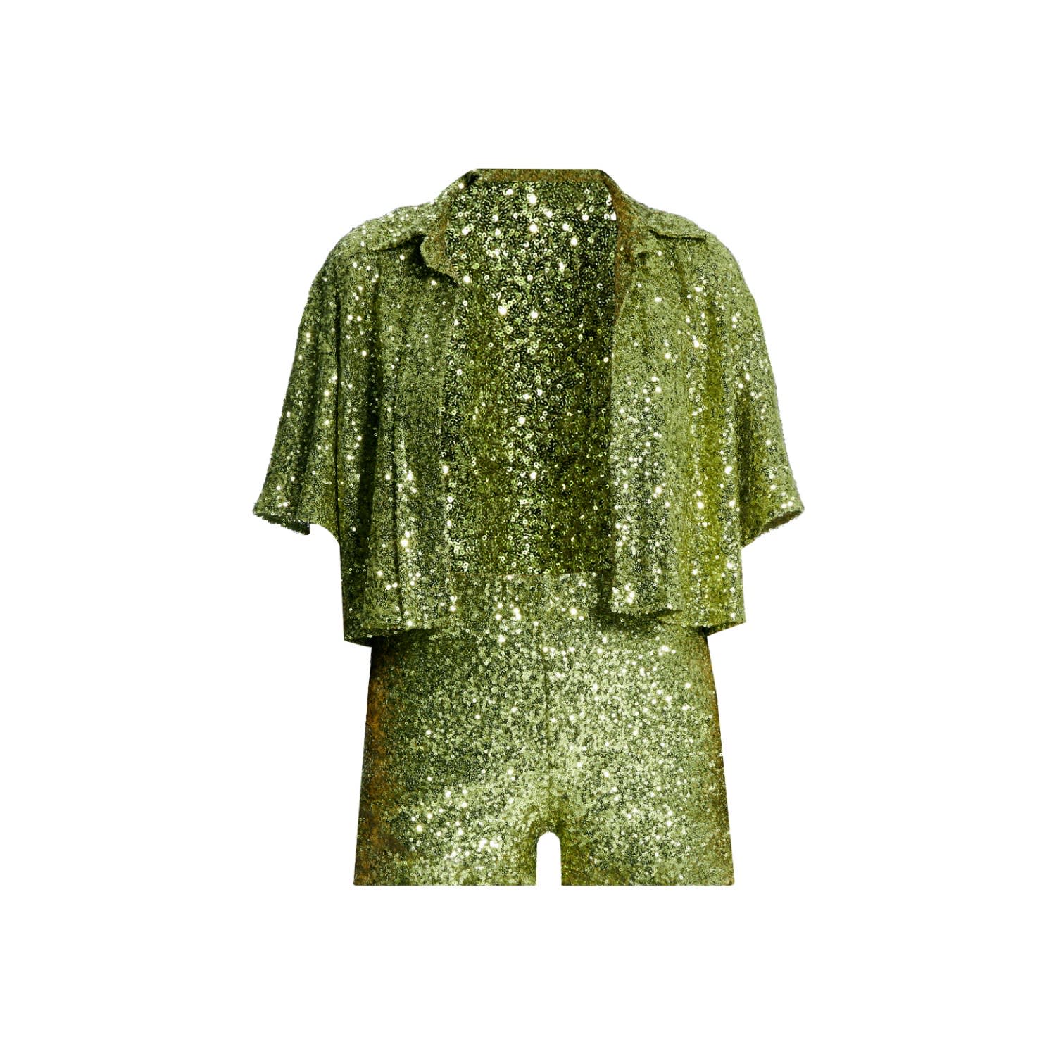 Nur Karaata Green Shellona Short & Shirt Set In Green