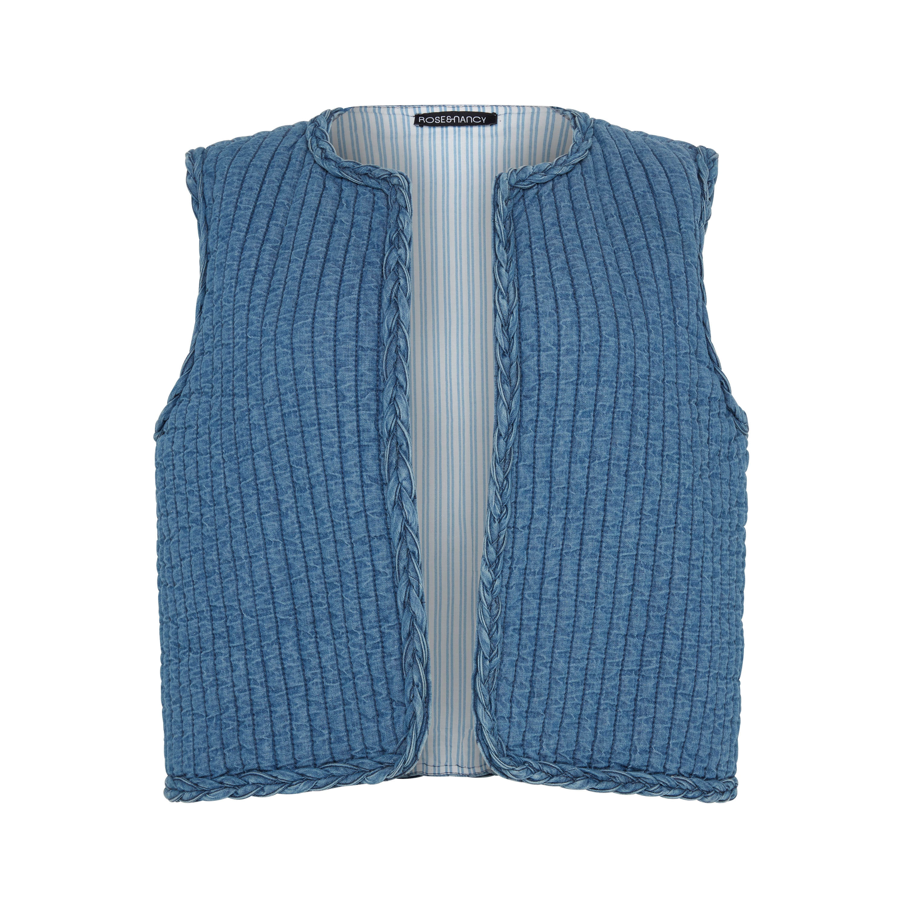 Rose & Nancy Women's Sienna Blue Quilted Denim Gilet In Blue