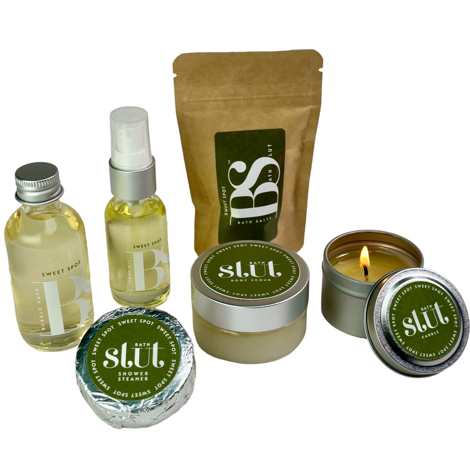 Bath Slut Green Bath & Body Care Gift Set - Sweet Spot - Freesia In Green