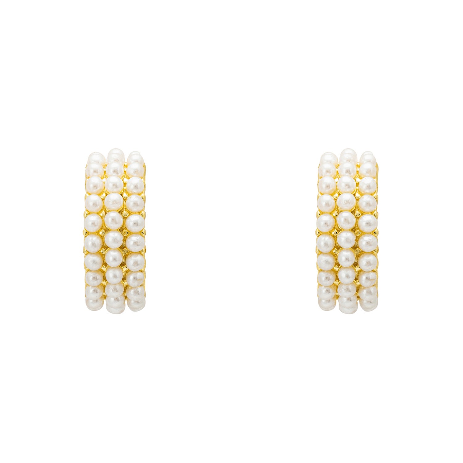 Women’s Gold / White Pearly Queen Hoop Earrings Gold Latelita