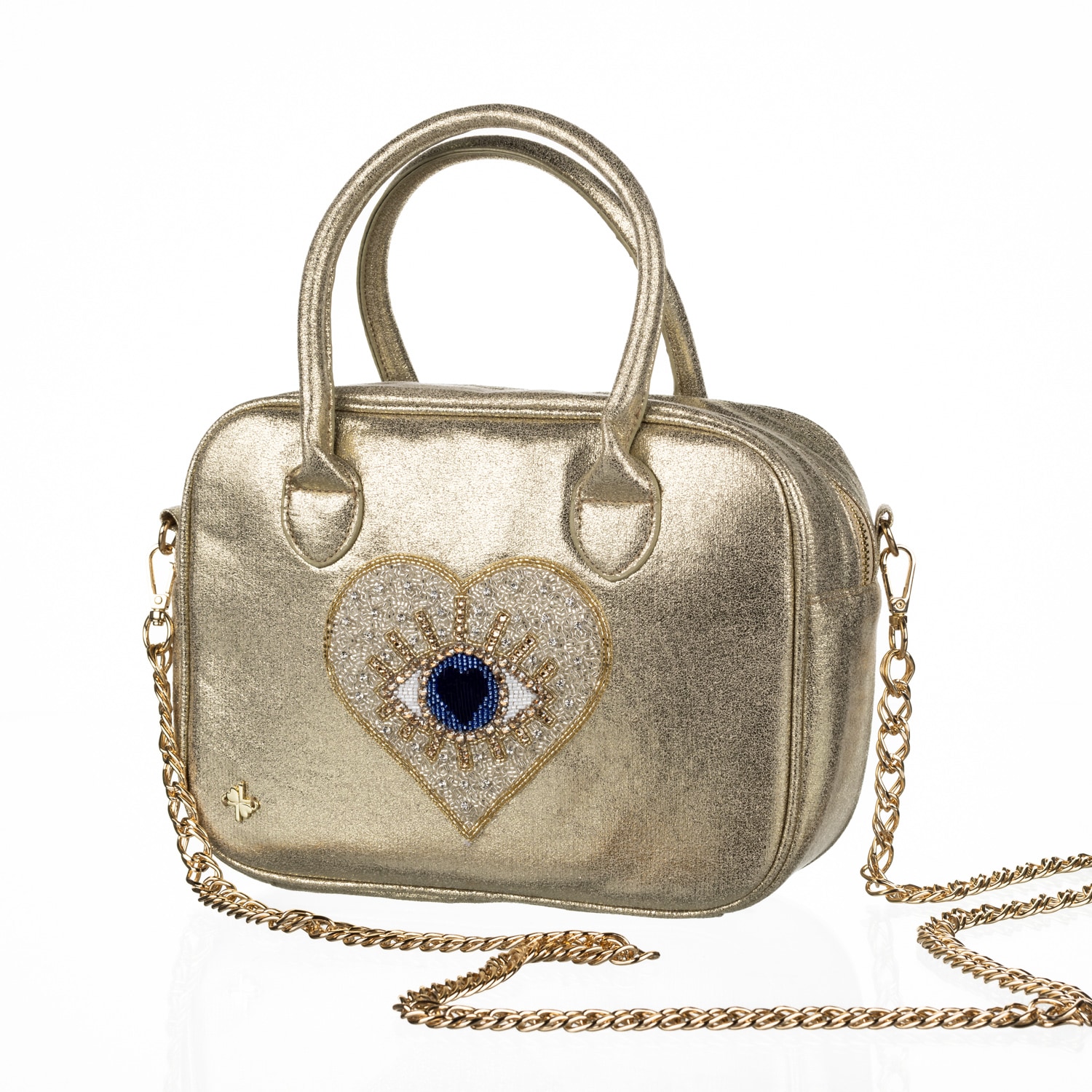 Women’s Laines London Couture Gold Metallic Bag With Embellished Heart Eye