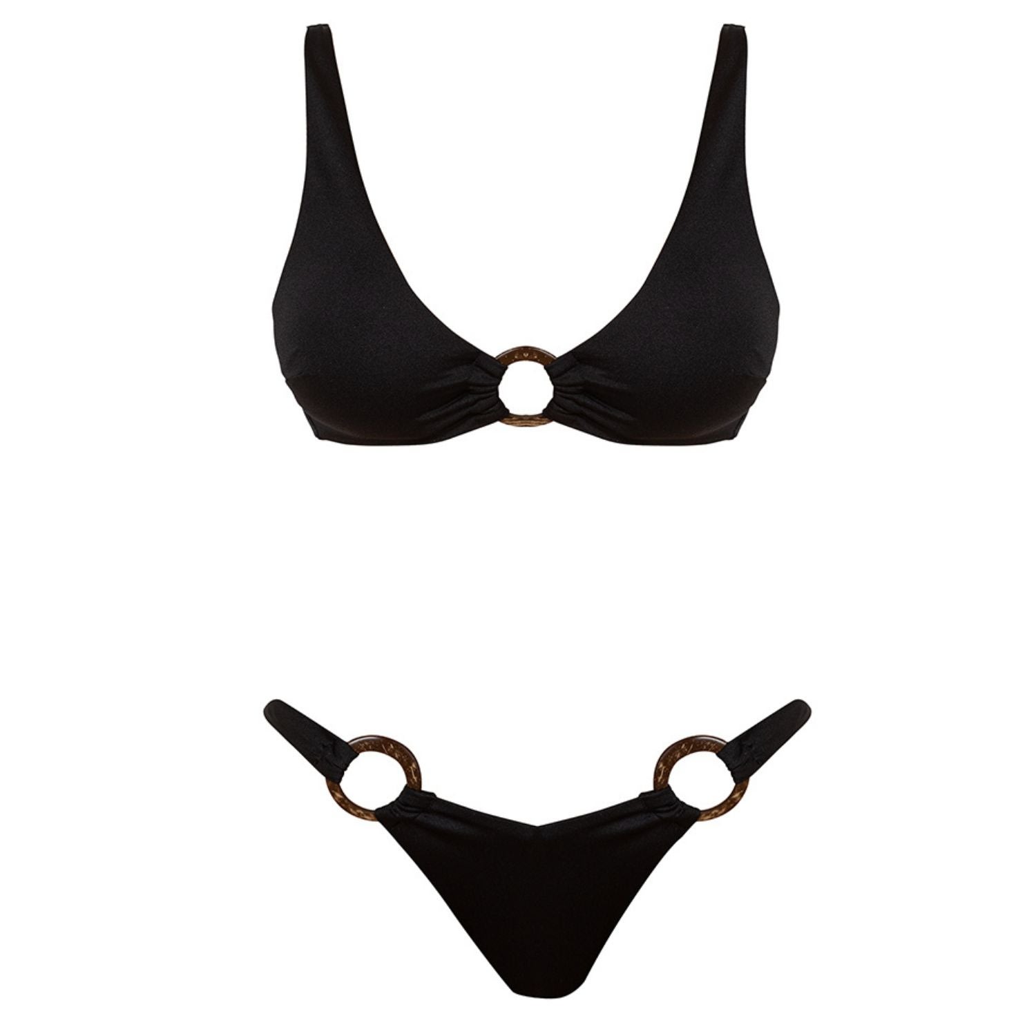 Cliche Reborn Women's Coco Rings Black Bikini Set With Ring Details