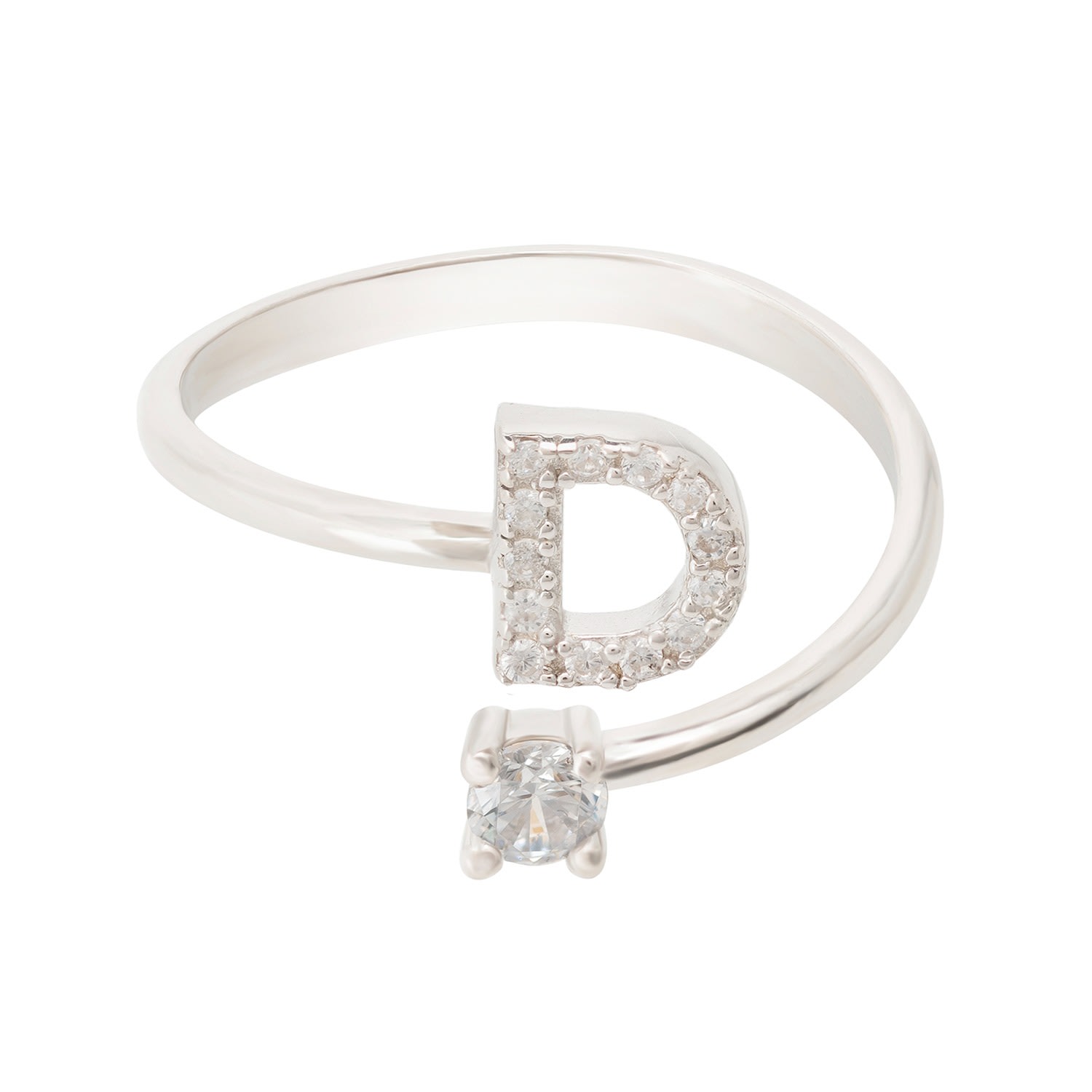 Women’s White / Silver Initial Ring Silver D Latelita