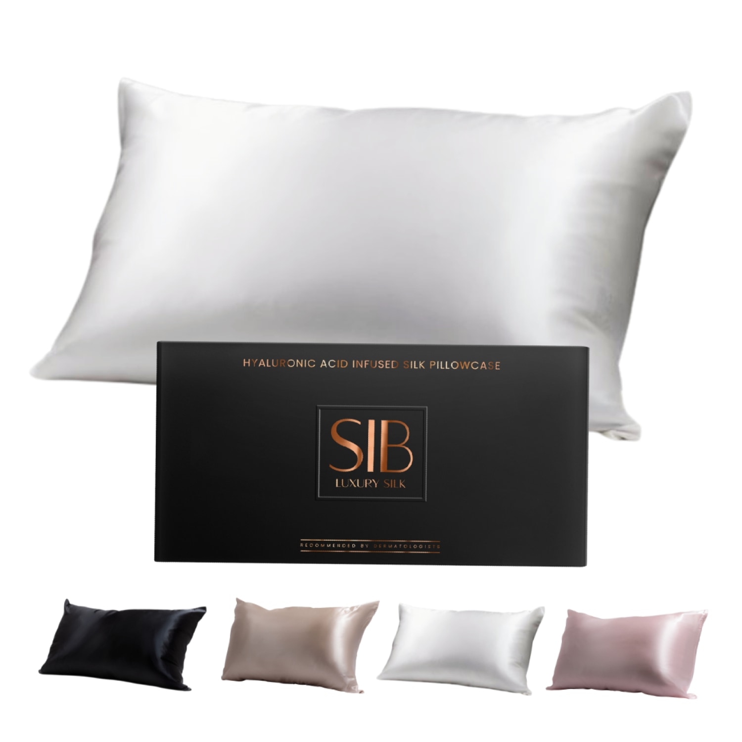 Sib Silk White Sib®  Luxury Silk Pillowcase - Hyaluronic Acid Infused Ivory In White