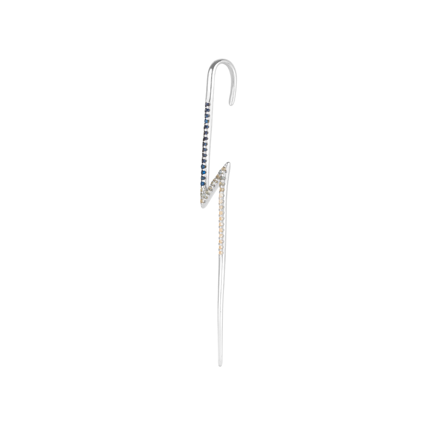 Spero London Women's True Lightning Gemstones Sterling Silver Bolt Ear Crawler - Silver
