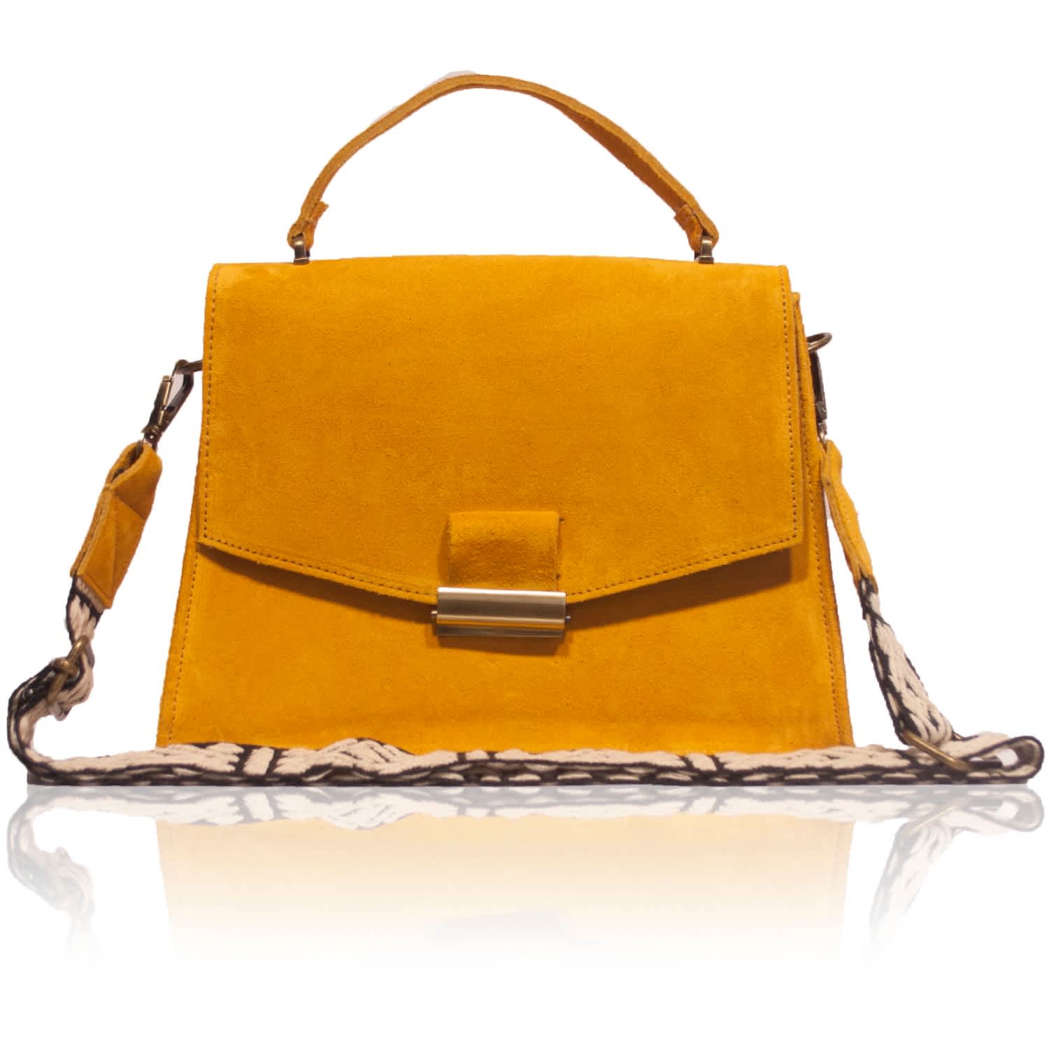 yellow suede handbag